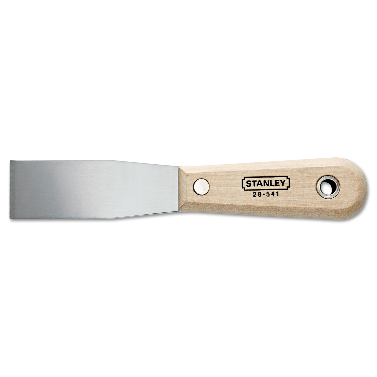 Wood Handle Putty Knife, 1 1/4 Wide, High Carbon Steel Blade, Brown Handle