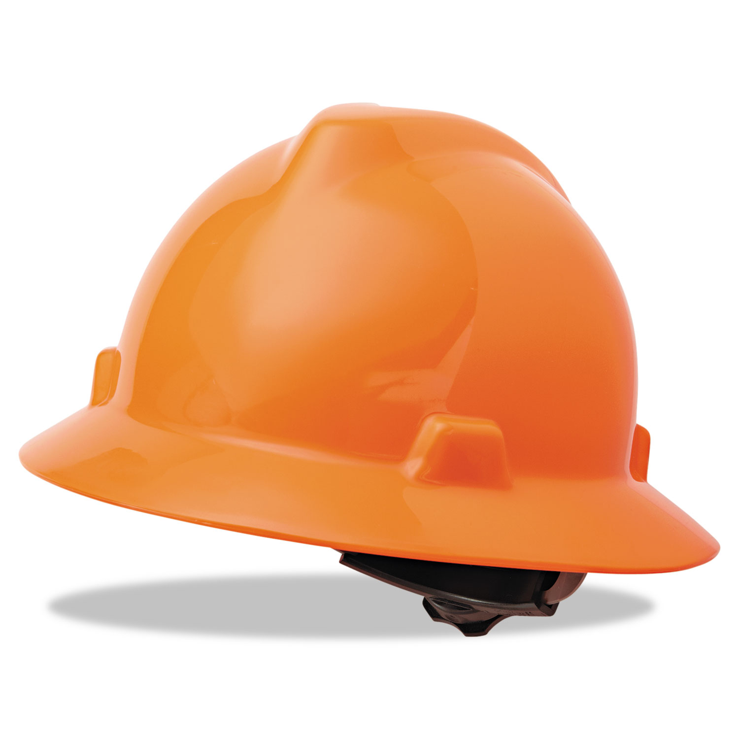 V-Gard Full-Brim Hard Hats, Ratchet Suspension, Size 6 1/2 - 8, High-Viz Orange