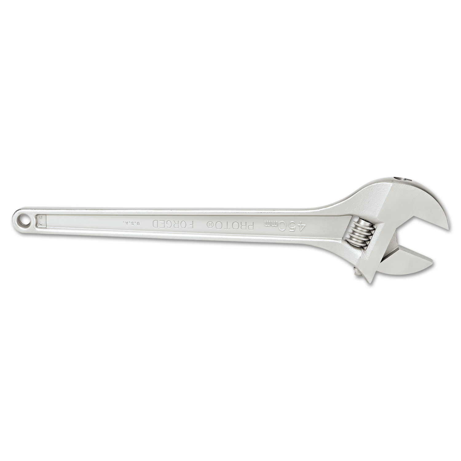 PROTO Adjustable Wrench, 18 Long, 2 1/16 Opening, Satin Chrome