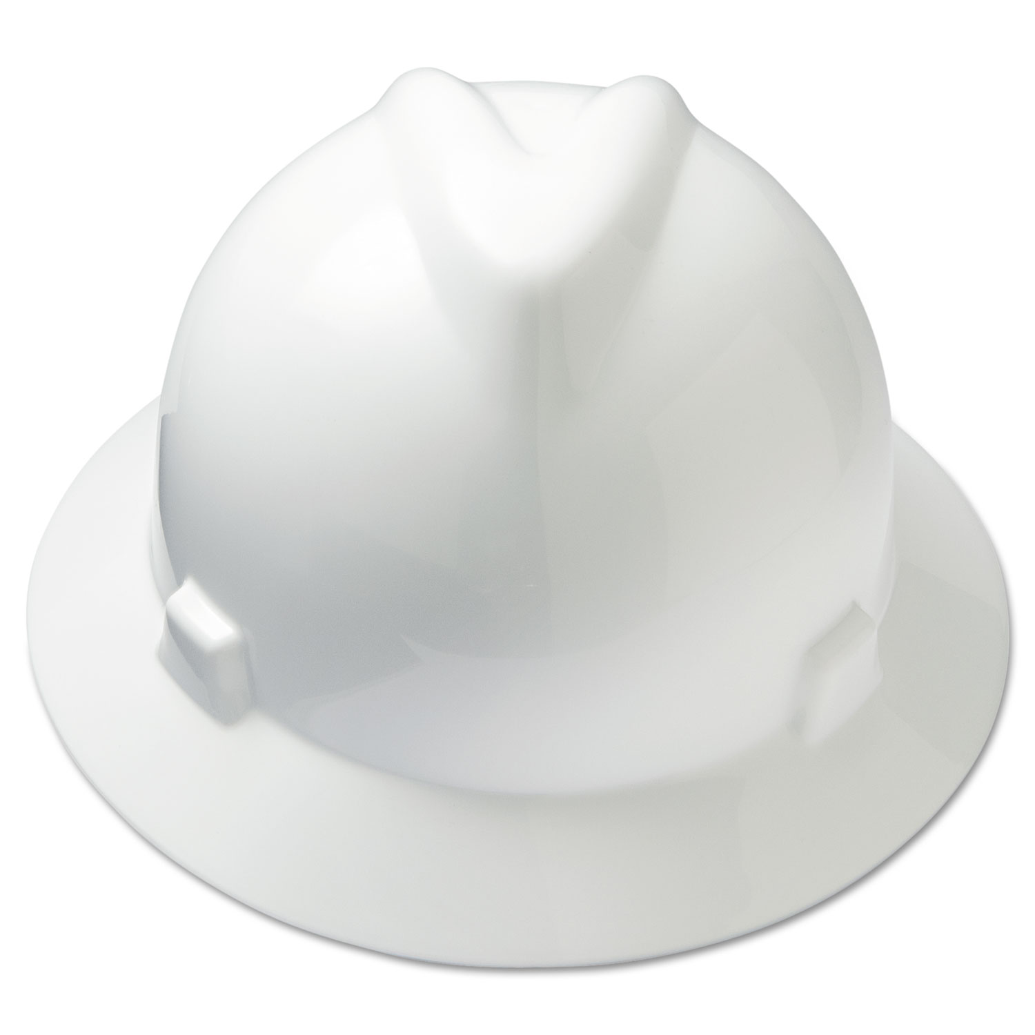V-Gard Full-Brim Hard Hats, Ratchet Suspension, Size 6 1/2 - 8, White