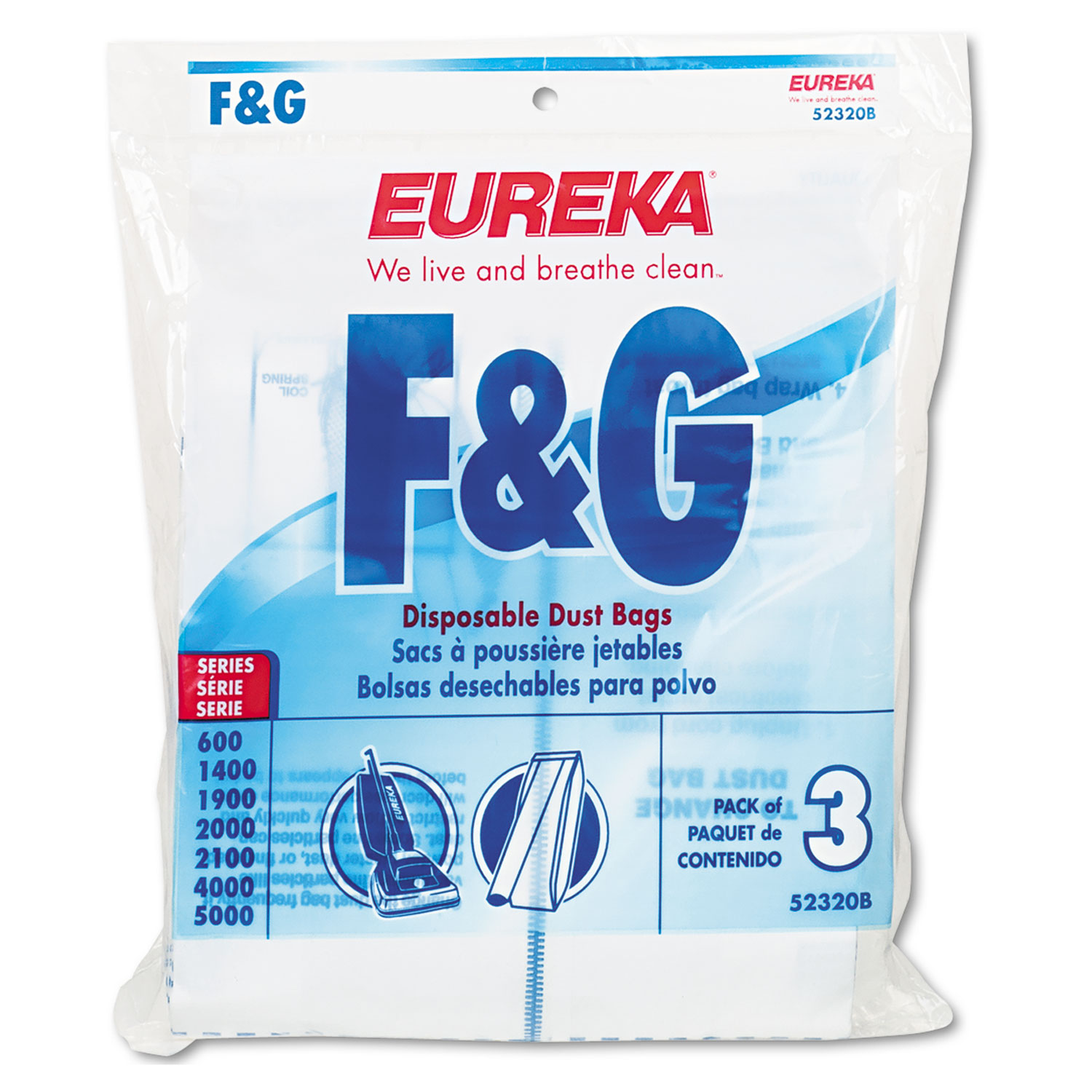 Style F & G Disposable Dust Bags for Upright Vacuums, 3/PK, 6 PK/CT
