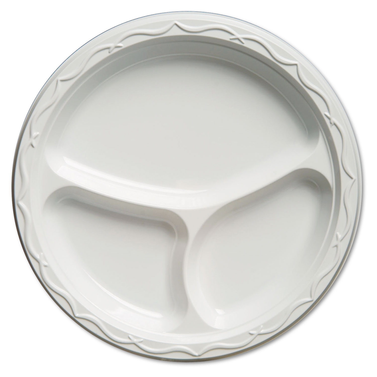 Genpak 71300--- Aristocrat Plastic Plates, 10 1/4 Inches, White, Round, 3 Compartments, 125/Pack (GNP71300) 
