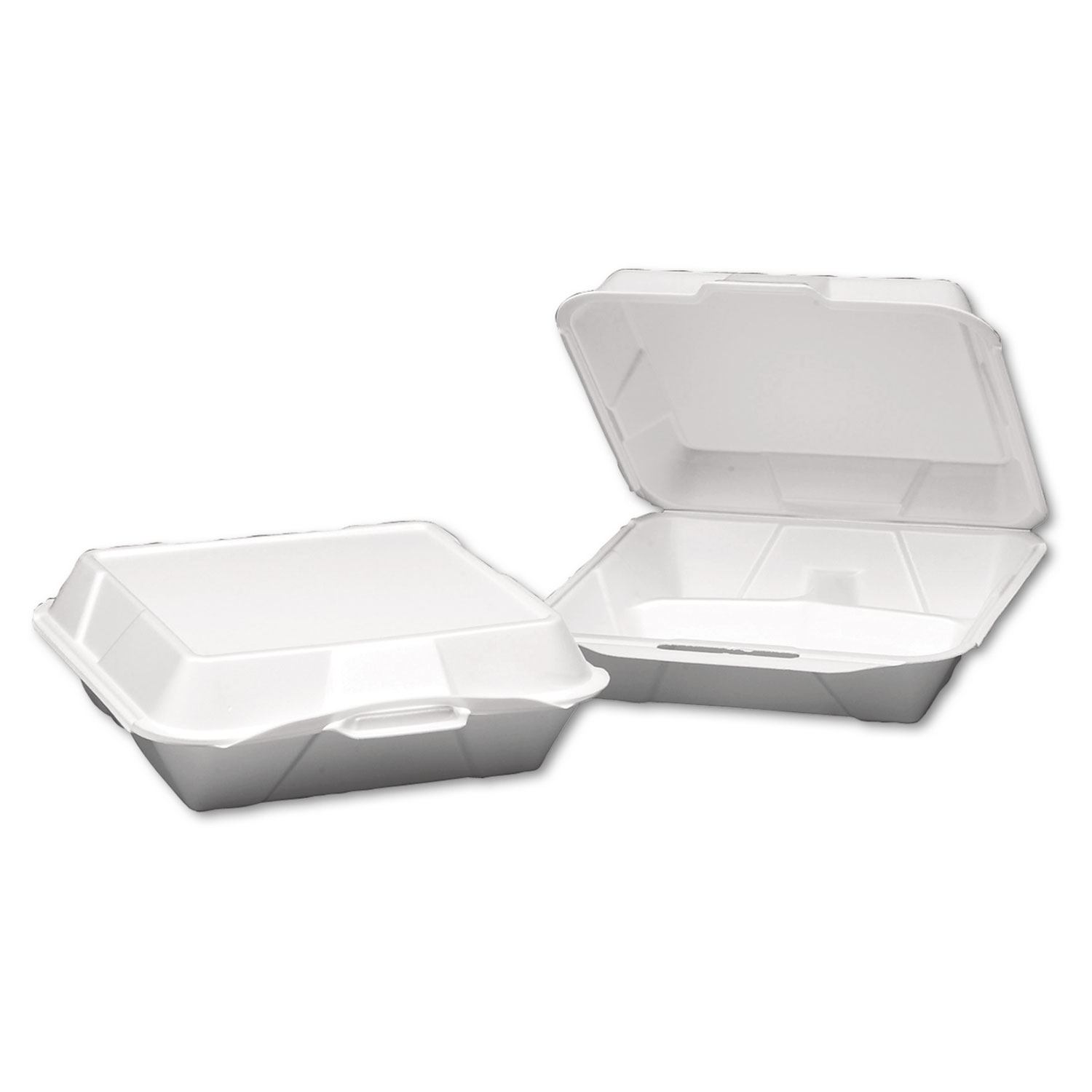  Genpak 25300--- Foam Hinged Container, 3-Compartment, Jumbo, 10-1/4x9-1/4x3-1/4, White, 100/Bag (GNP25300) 