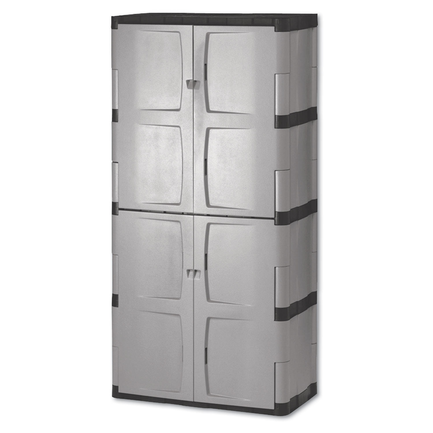  Rubbermaid FG708300MICHR Double-Door Storage Cabinet - Base/Top, 36w x 18d x 72h, Gray/Black (RUB7083) 