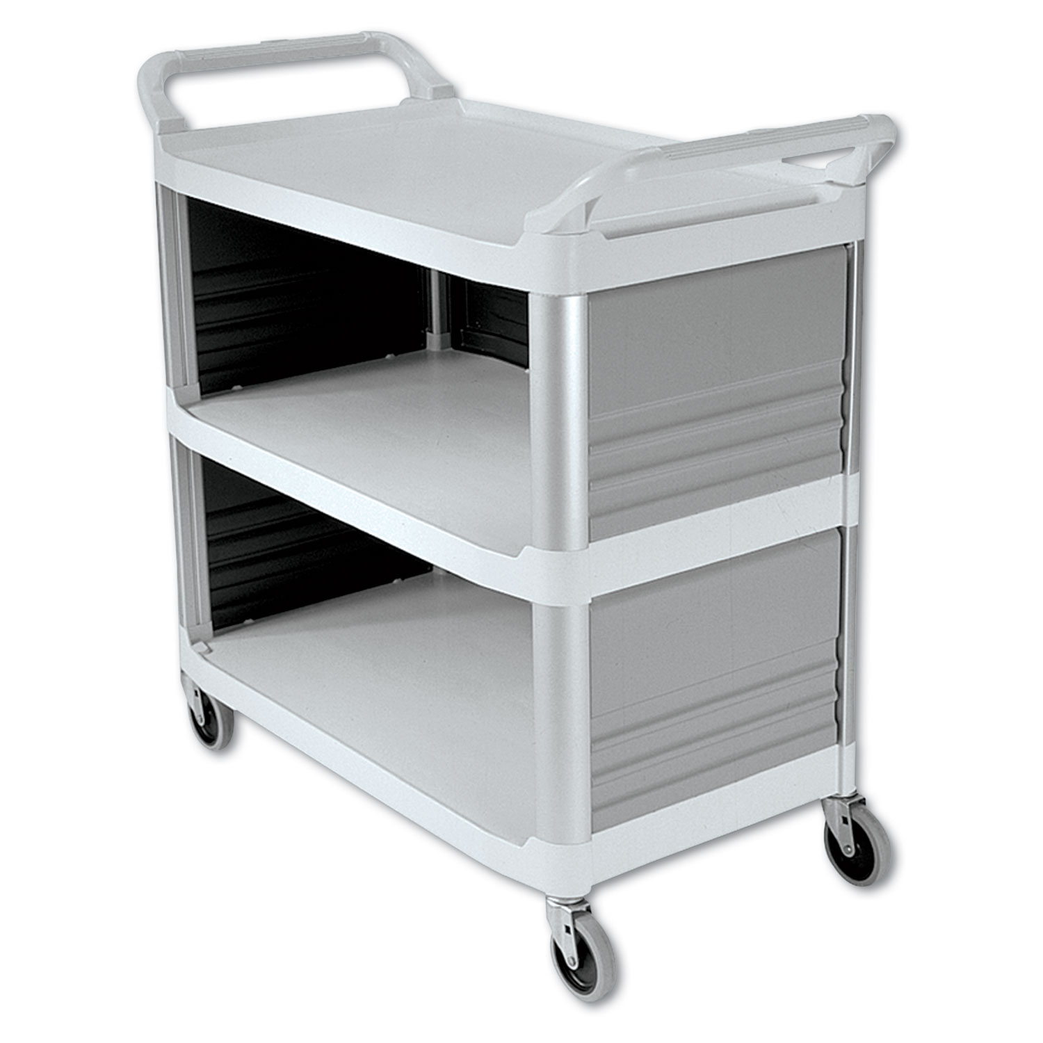  Rubbermaid Commercial FG409300OWHT Xtra Utility Cart, 300-lb Capacity, Three-Shelf, 20w x 40.63d x 37.8h, Off-White (RCP4093CRE) 