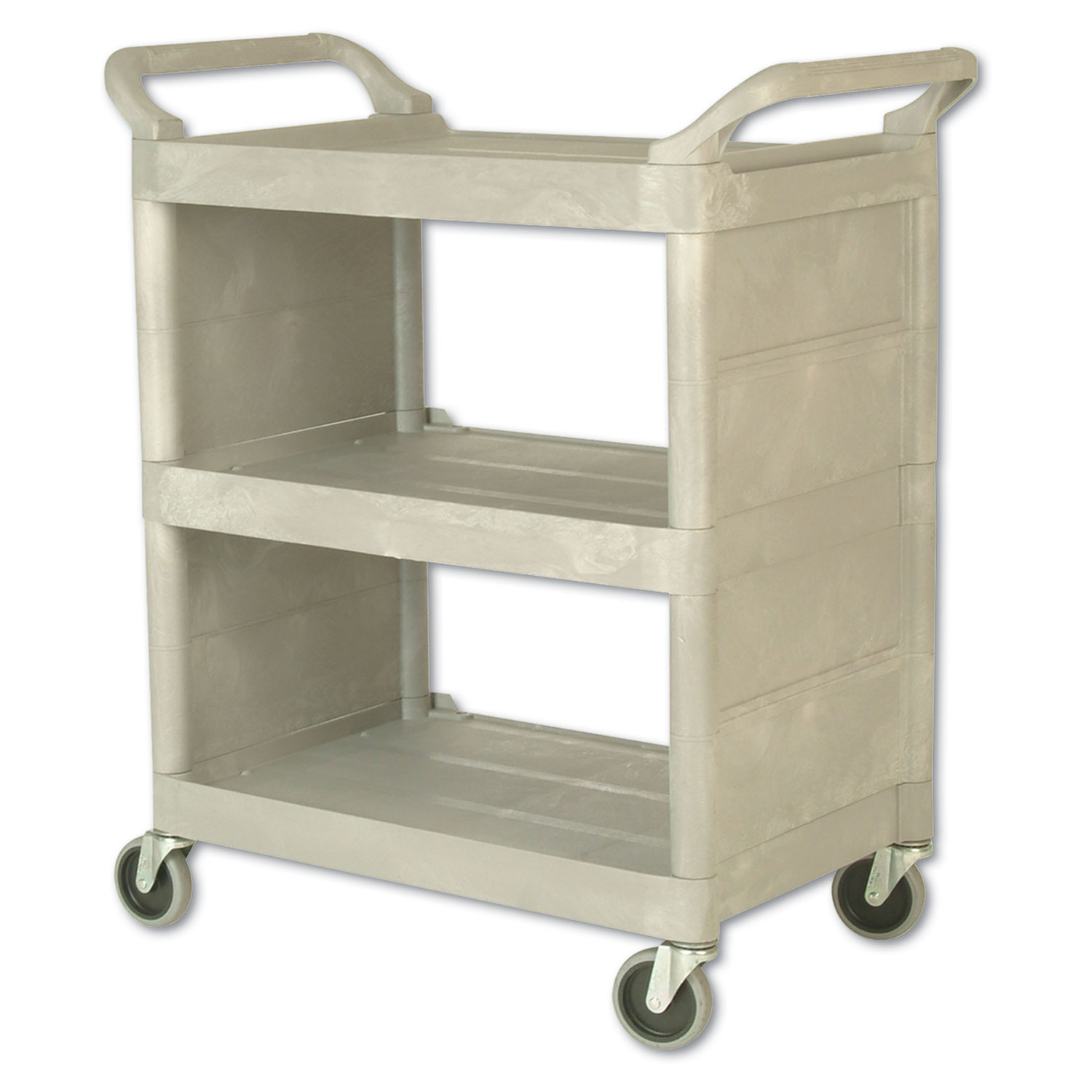  Rubbermaid Commercial FG335588PLAT Utility Cart, 300-lb Capacity, Three-Shelf, 32w x 18d x 37.5h, Platinum (RCP335588PLA) 