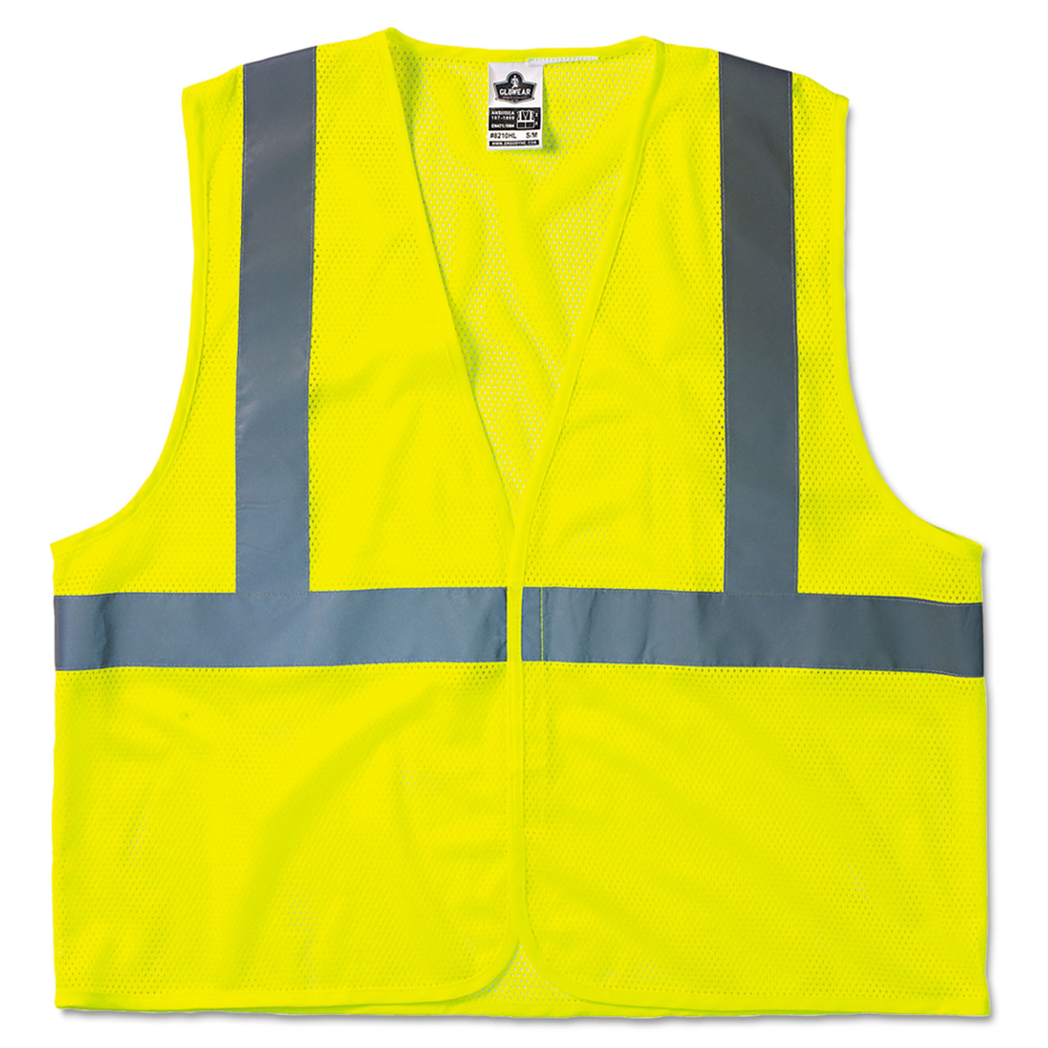  ergodyne 21025 GloWear 8210HL Class 2 Economy Vest, Polyester Mesh, Hook Closure, Lime, L/XL (EGO21025) 