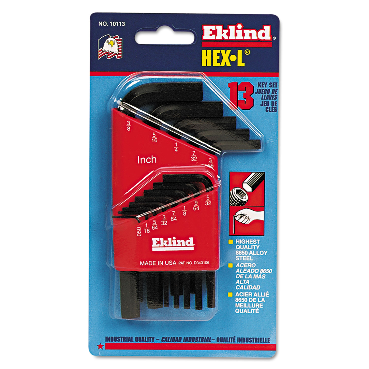 13-Piece Hex-L Key Set, Short-Arm, SAE