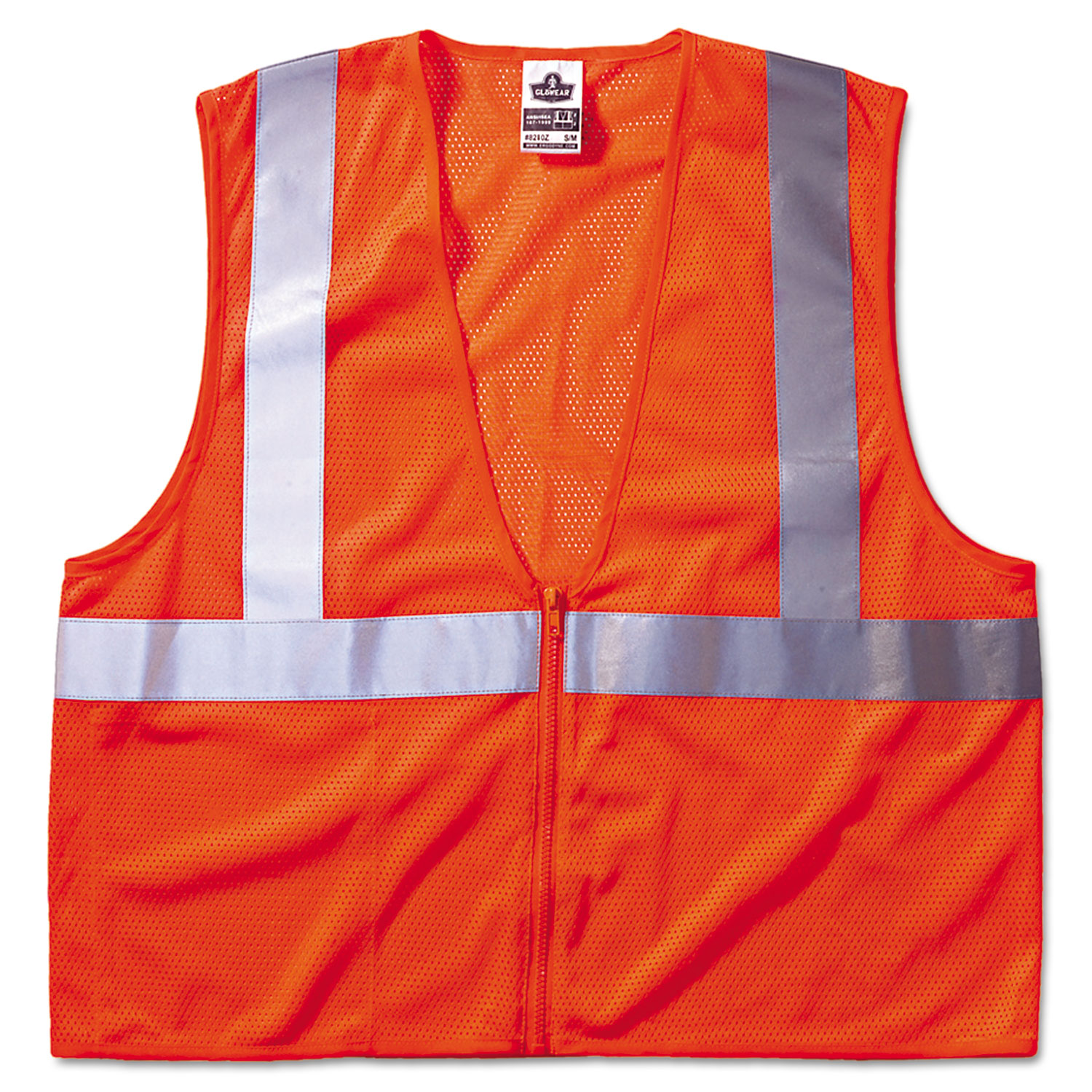  ergodyne 21045 GloWear 8210Z Class 2 Economy Vest, Polyester Mesh, Zipper Closure, Orange, L/XL (EGO21045) 
