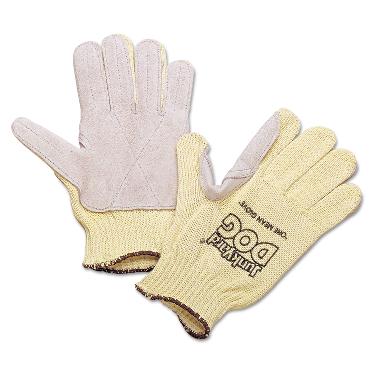 Mens Junk Yard Dog Kevlar Gloves, Leather Palm, Yellow, Mens