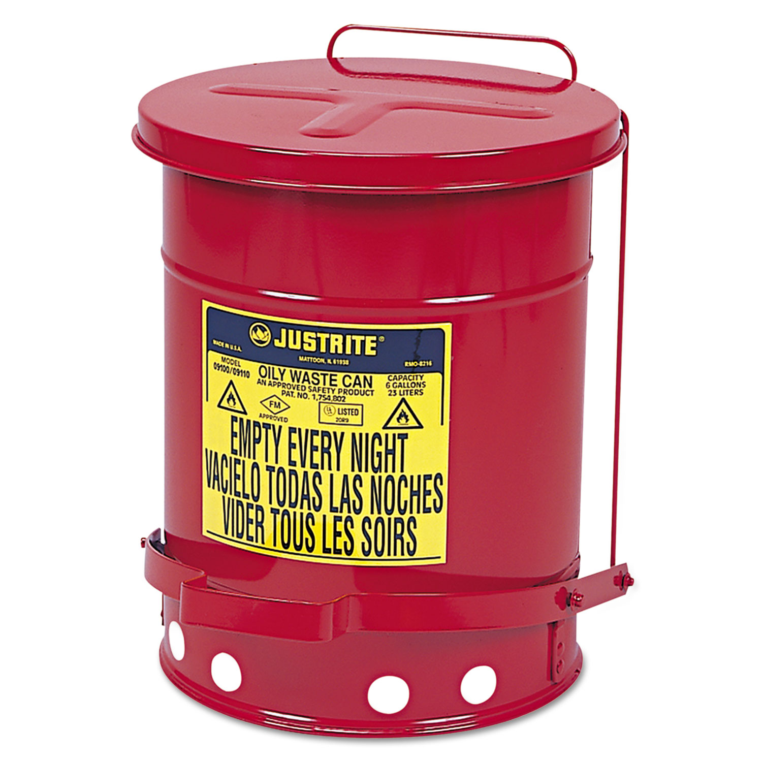 Oily Waste Can, 6gal, Red