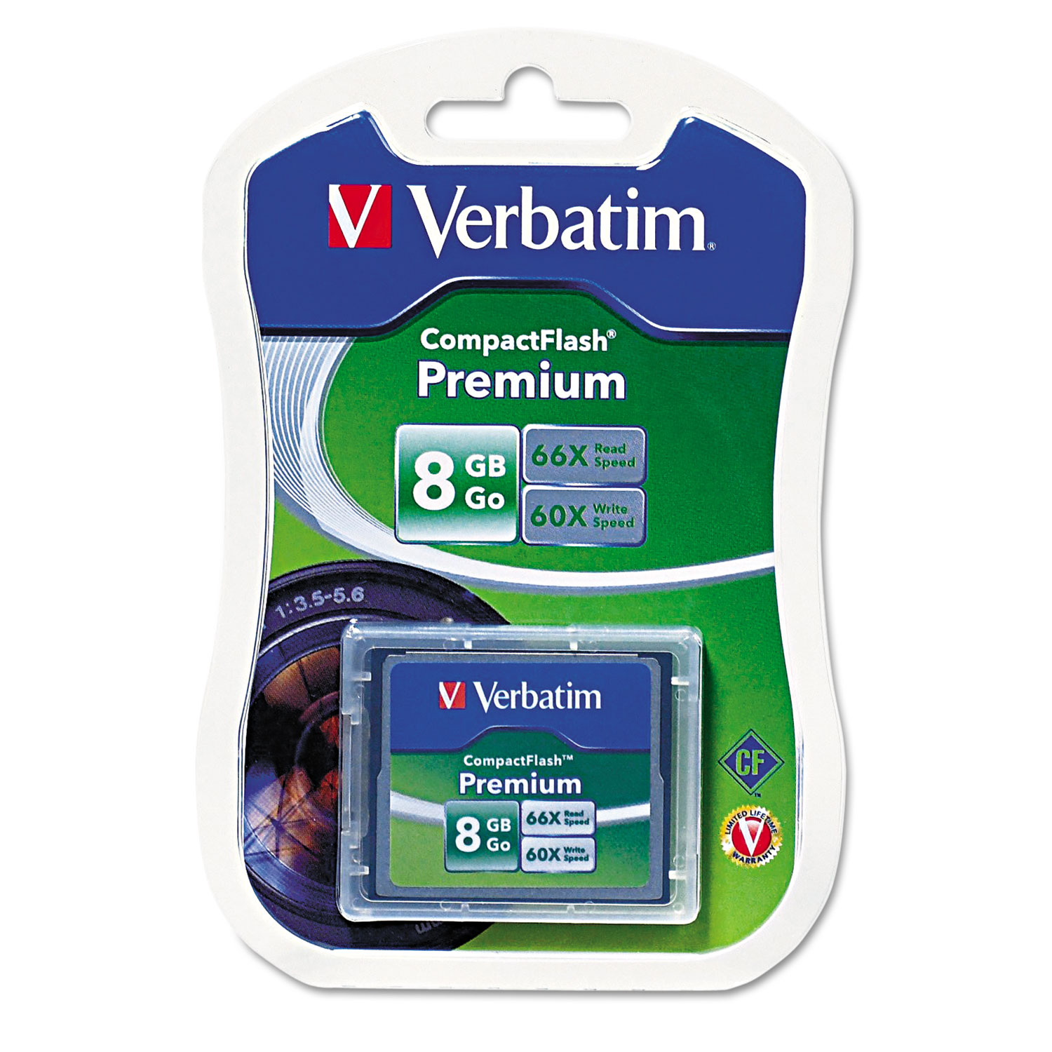 Premium CompactFlash Memory Card, 8GB, 66X Read Speed/60X Write Speed