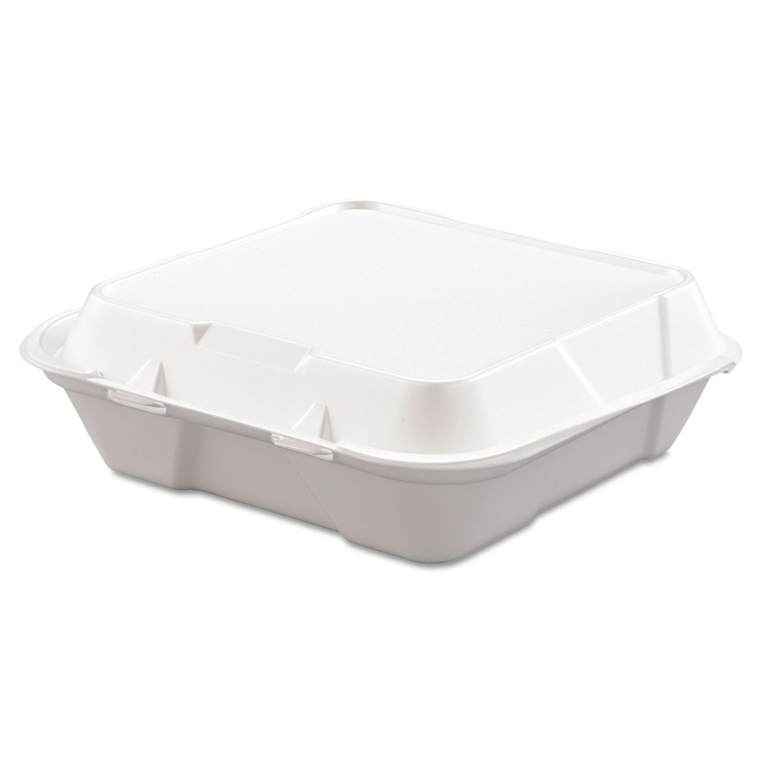 Snap-it Foam Hinged Lid Containers, 1-Comp, 9 1/4 x 9 1/4 x 3, White, 200/Carton