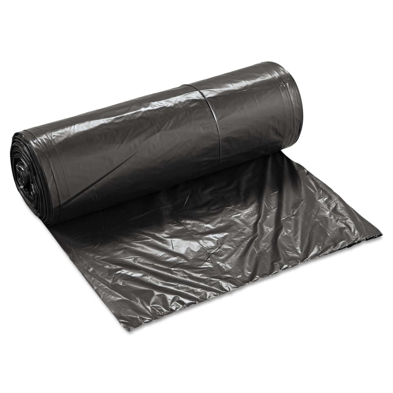 Low-Density Can Liners, 60gal, .65mil, 38 x 58, Black, 25 Bags/Roll, 4 Rolls/CT