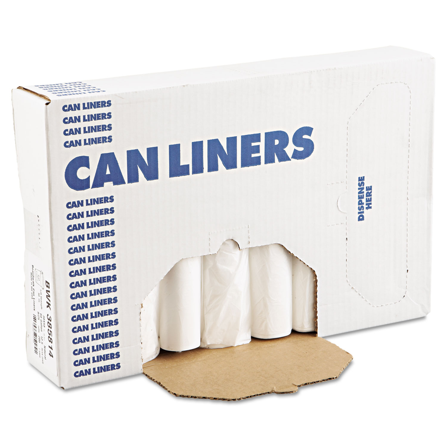  Boardwalk V7658MNKR02 High-Density Can Liners, 60 gal, 11 microns, 38 x 58, Natural, 200/Carton (BWK385814) 