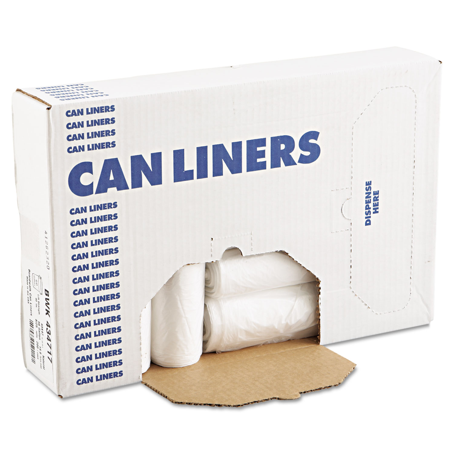 AccuFit Can Liners, 55Gal, 0.9mil, Clear, 40 x 53, 50/Box