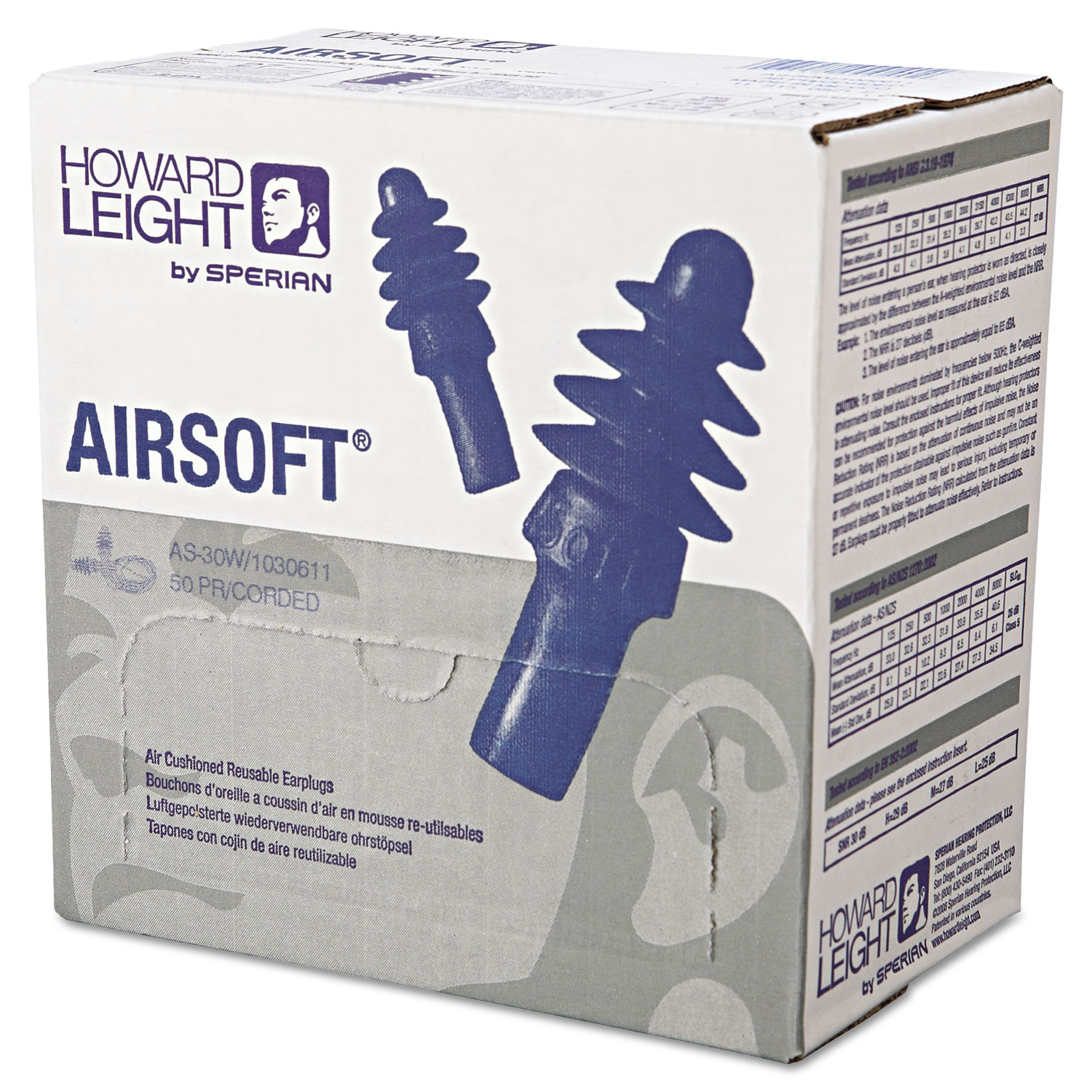 AirSoft Reusable Air Cushioned Earplugs, Corded