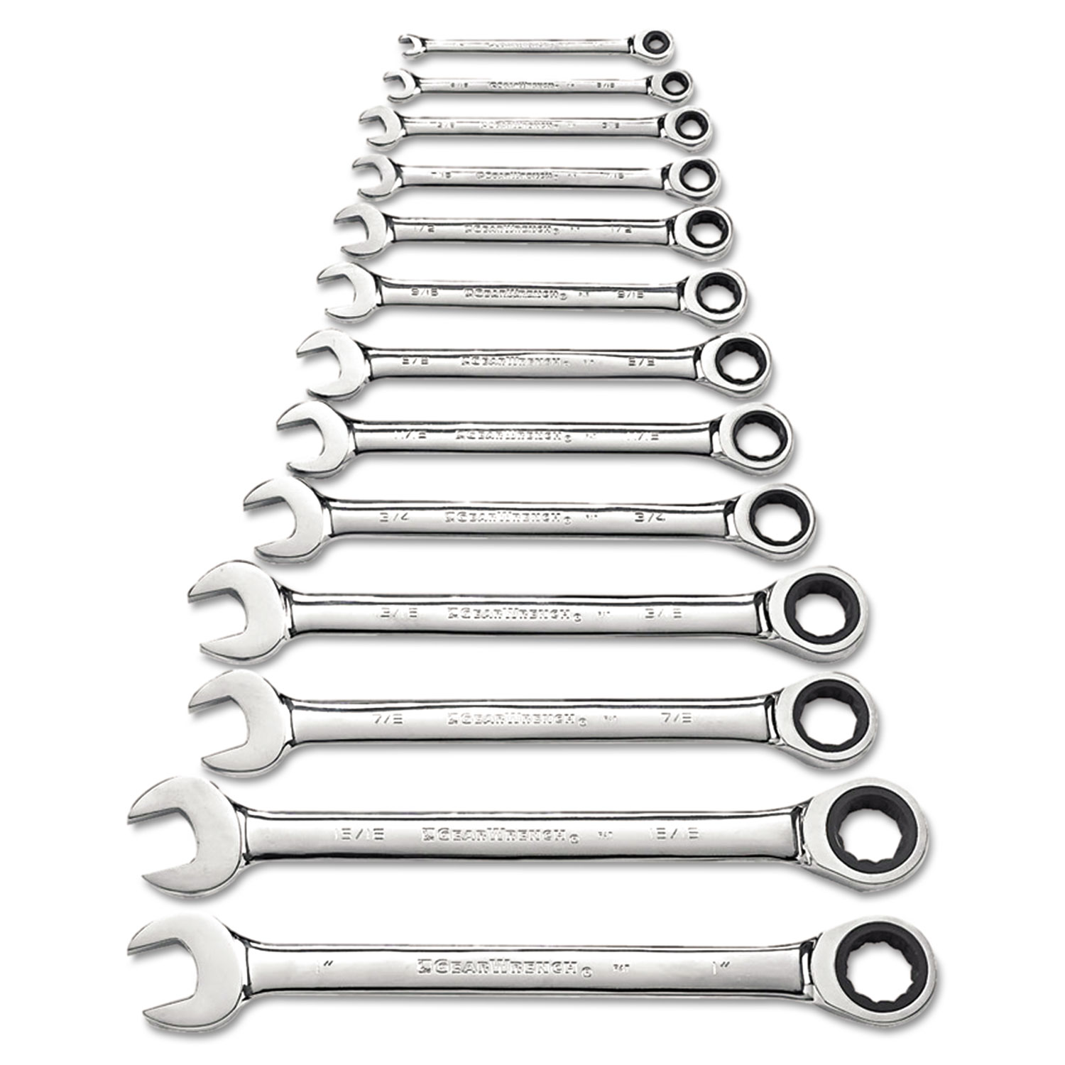 GearWrench 13-Piece Ratcheting-Box Combo Wrench Set, SAE, 1/4 to 1, 12-Pt Box