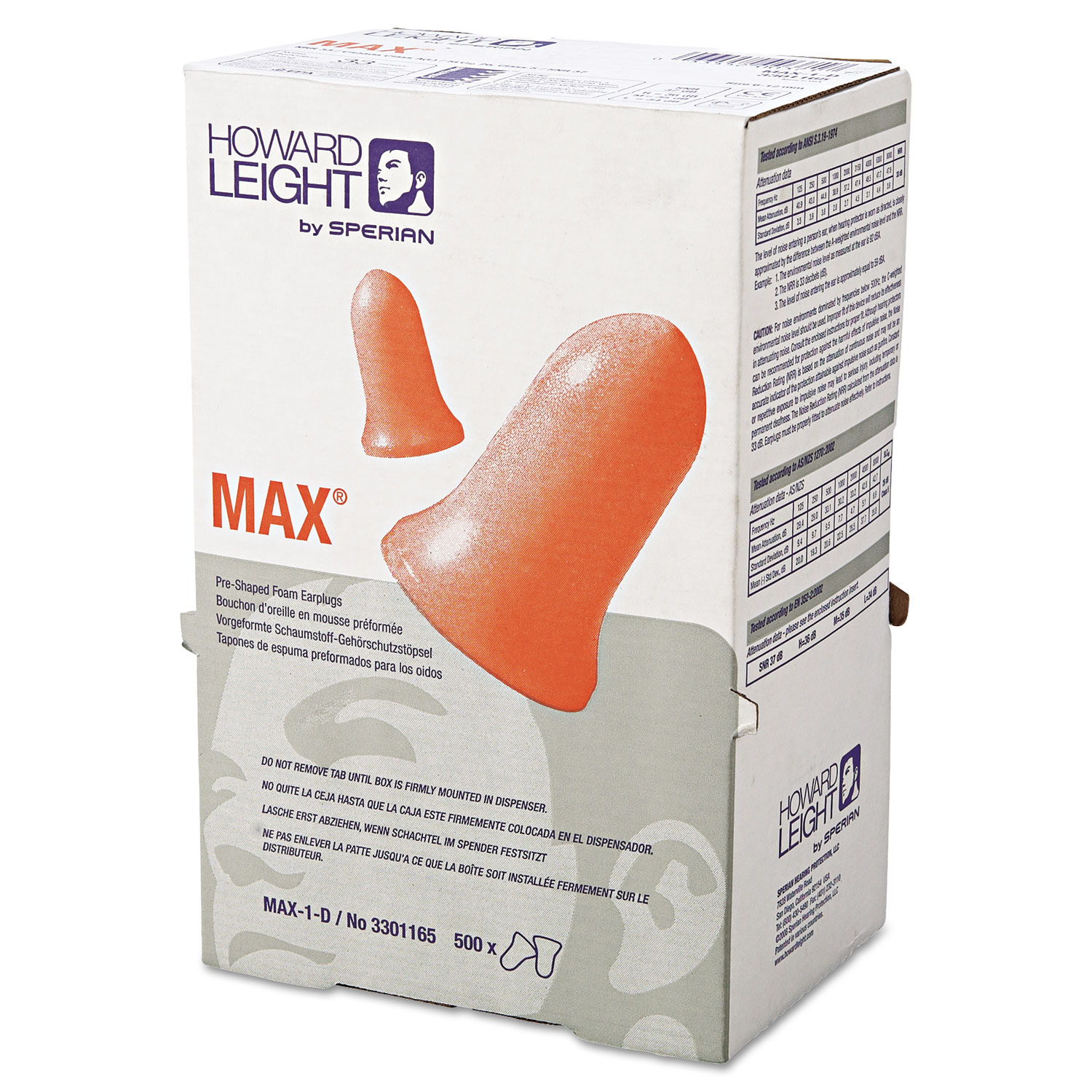  Howard Leight by Honeywell MAX-1-D MAX-1 D Single-Use Earplugs, Cordless, 33NRR, Coral, LS 500 Refill (HOWMAX1D) 
