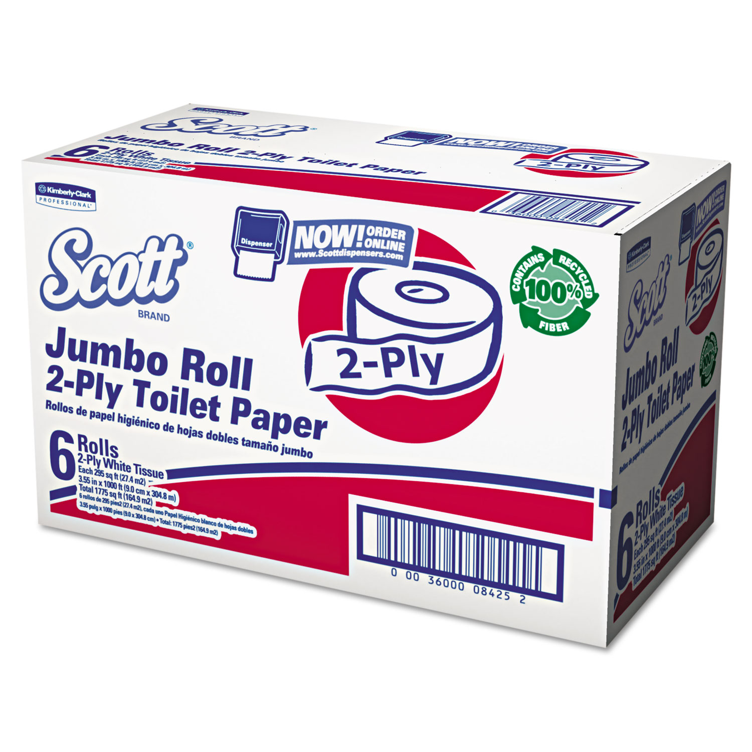 JRT Bathroom Tissue, 2-Ply, 1000ft, 6 Rolls/Carton