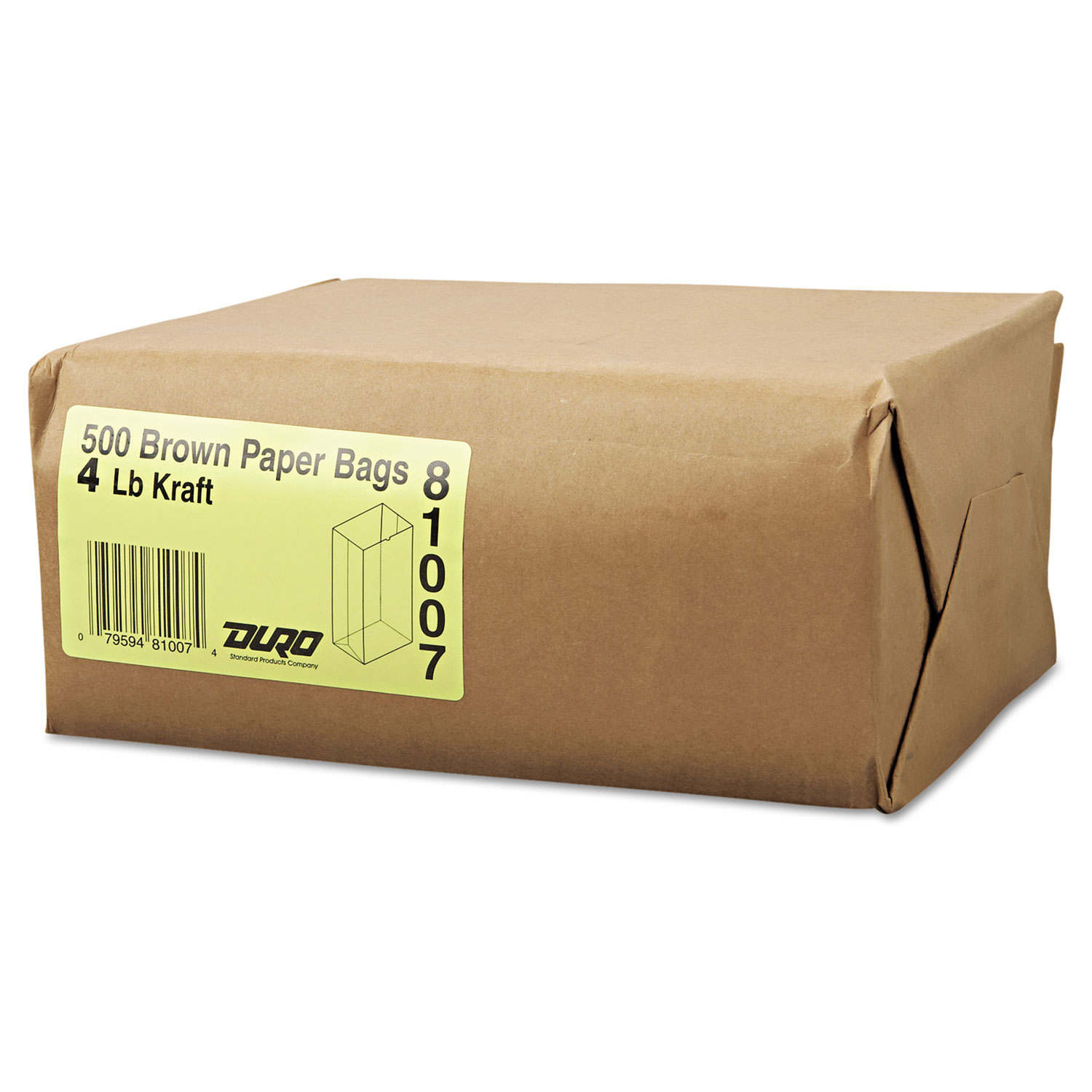 #4 Paper Grocery Bag, 30lb Kraft, Standard 5 x 3 1/3 x 9 3/4, 500 bags