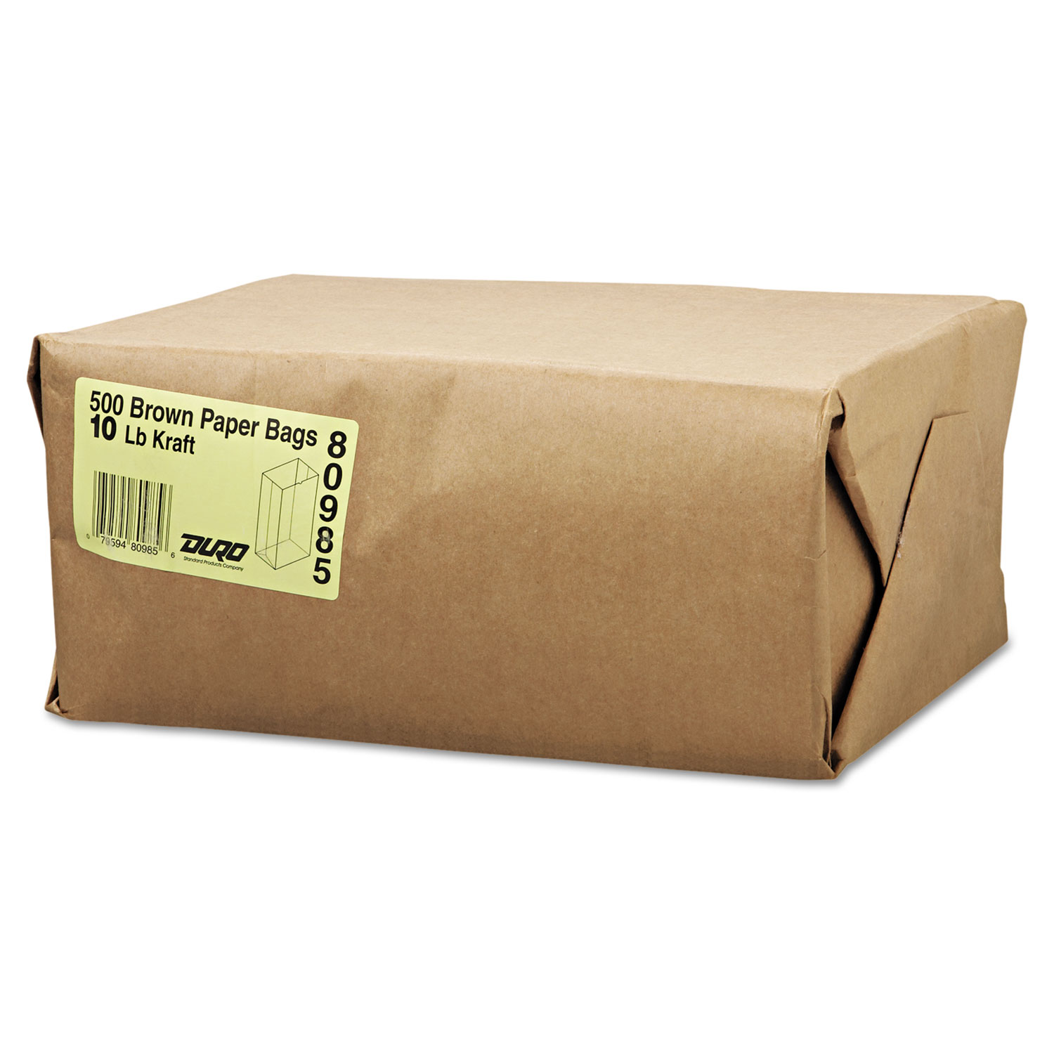 #10 Paper Grocery Bag, 35lb Kraft, Standard 6 5/16 x 4 3/16 x 13 3/8, 500 bags