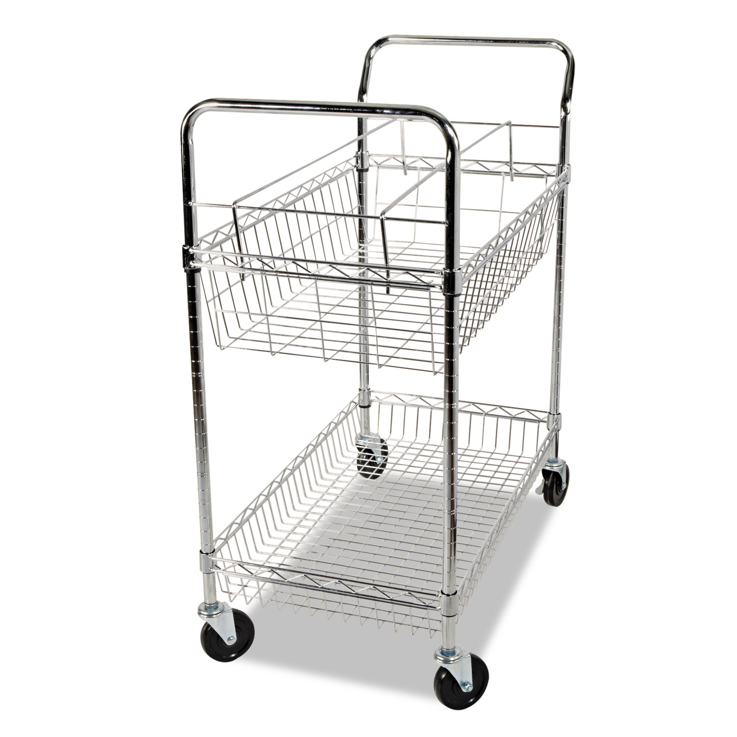 Carry-all Cart/Mail Cart, Two-Shelf, 34-7/8w x 18d x 39-1/2h, Silver