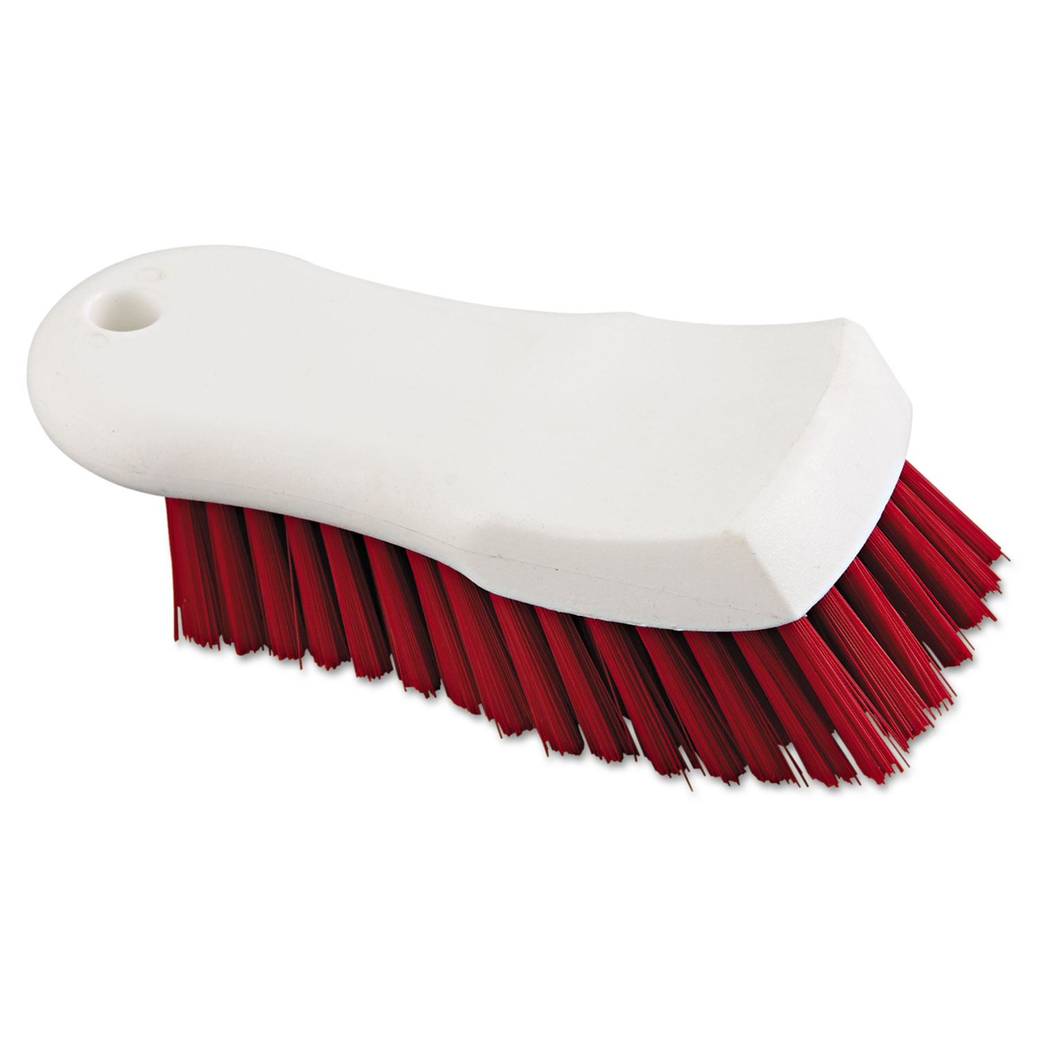 Scrub Brush, Red Polypropylene Fill, 6 Long, White