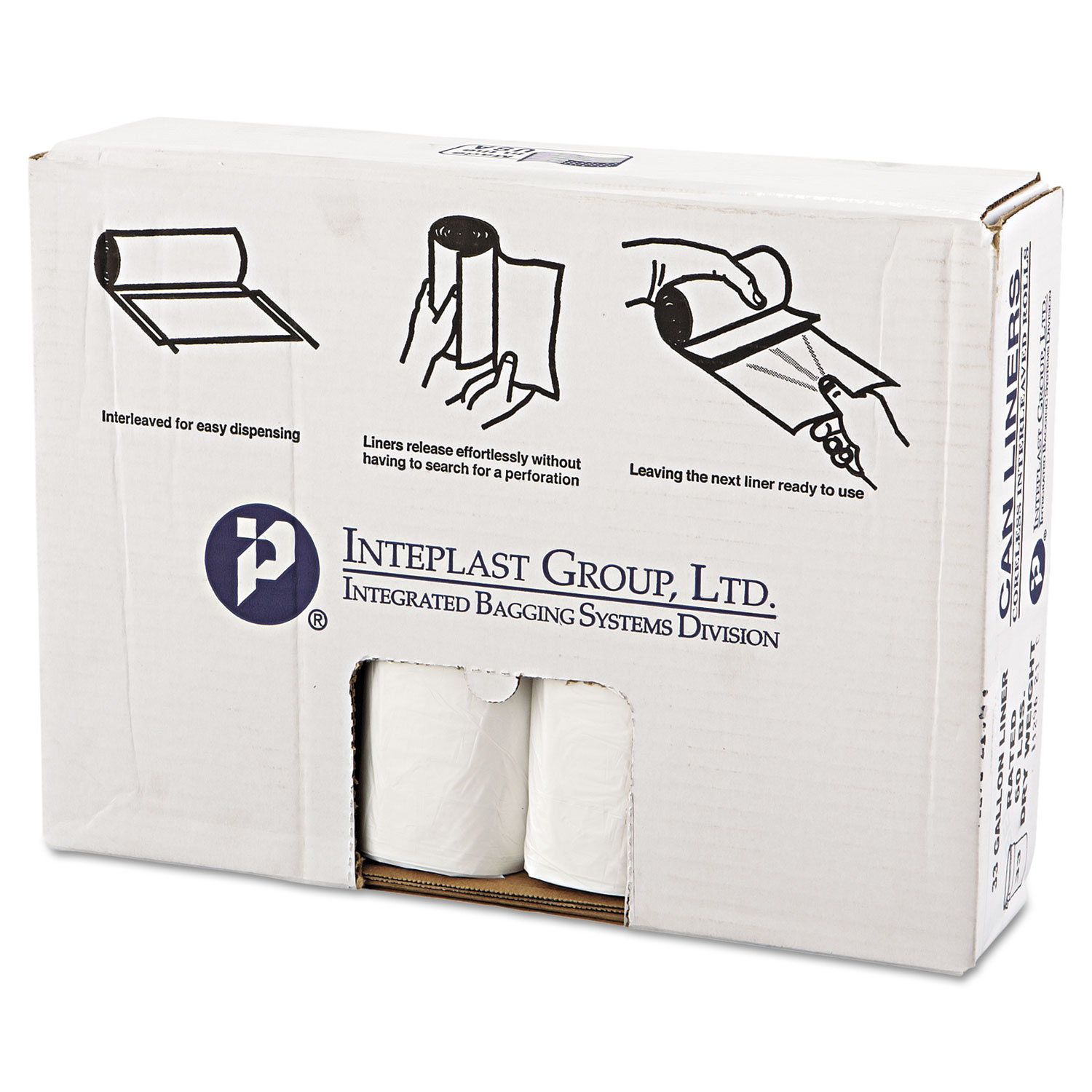 Inteplast Group S366017N High-Density Can Liner 36 x 60 55-Gallon 17 Micron Clear 25/Roll 
