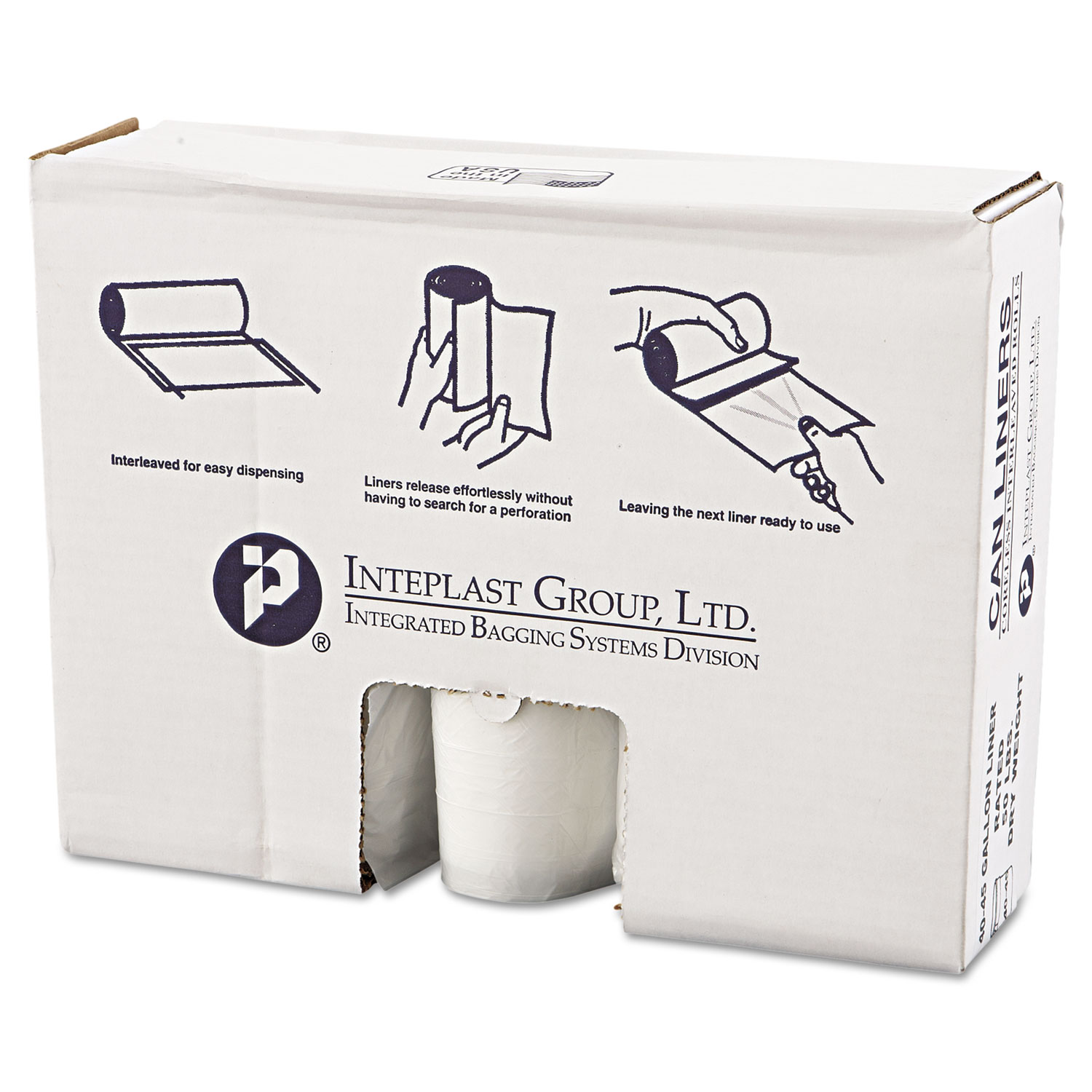  Inteplast Group VALH4048N14 High-Density Commercial Can Liners Value Pack, 45 gal, 12 microns, 40 x 46, Clear, 250/Carton (IBSVALH4048N14) 