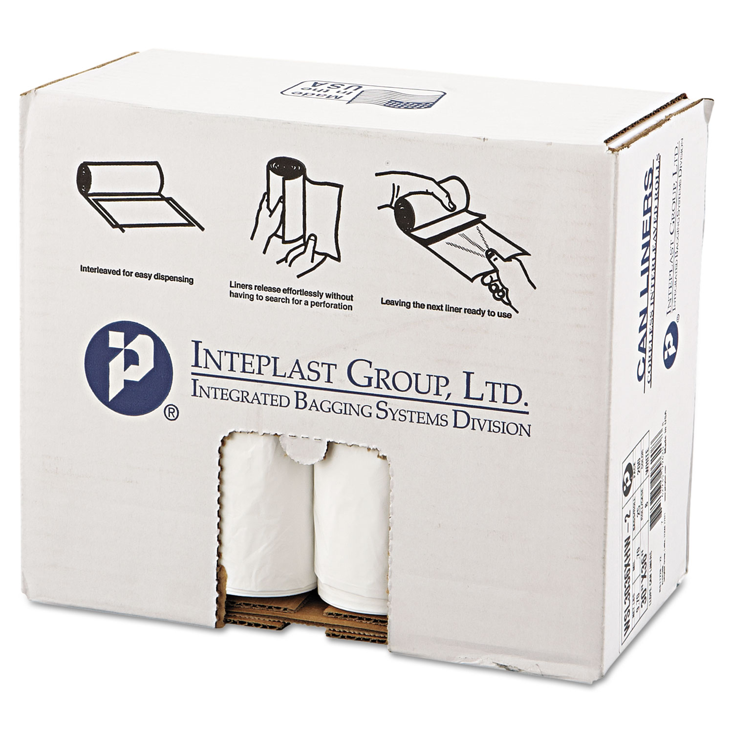  Inteplast Group WSL3036XHW-2 Low-Density Commercial Can Liners, 30 gal, 0.7 mil, 30 x 36, White, 200/Carton (IBSSL3036XHW2) 
