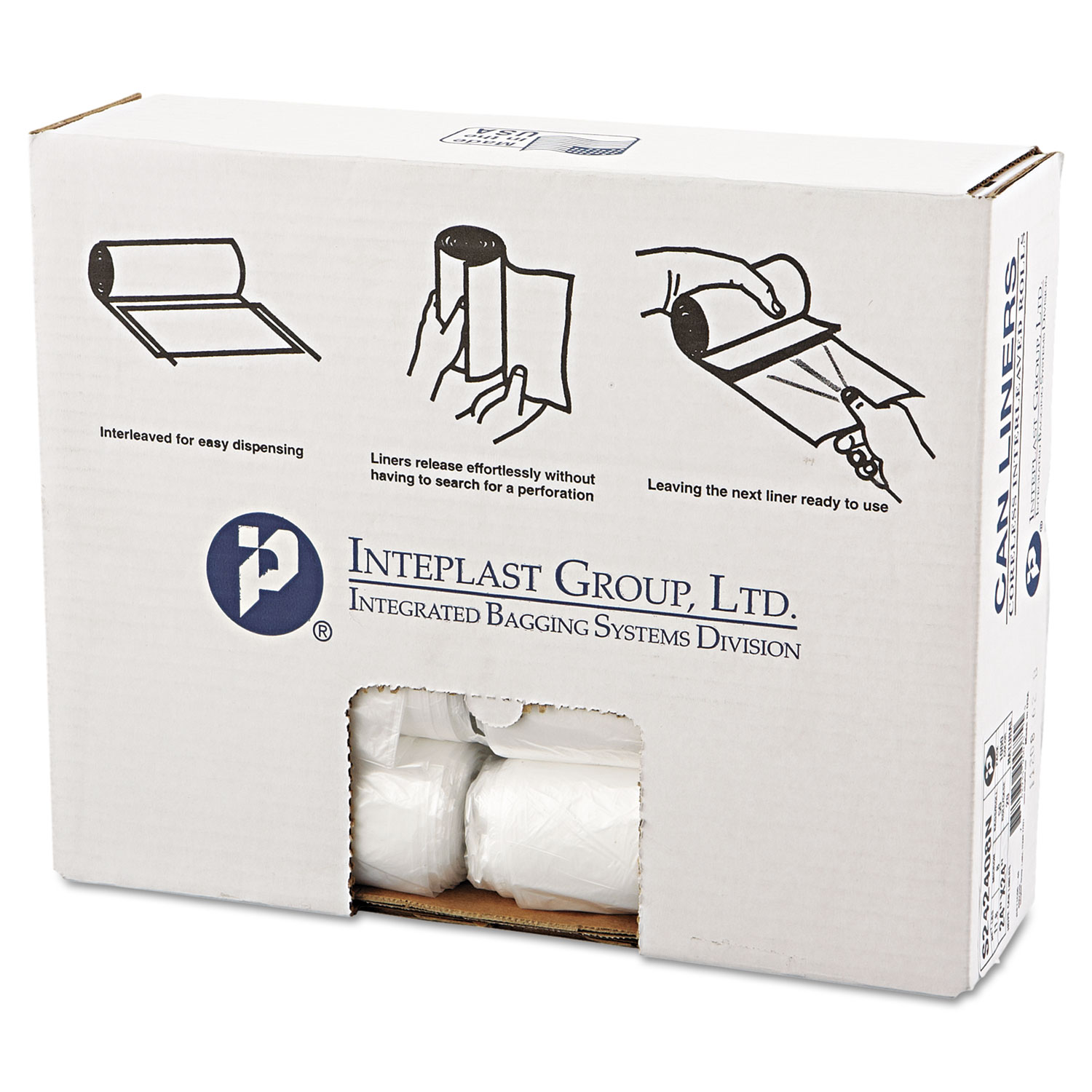  Inteplast Group S242408N High-Density Commercial Can Liners, 10 gal, 8 microns, 24 x 24, Natural, 1,000/Carton (IBSS242408N) 