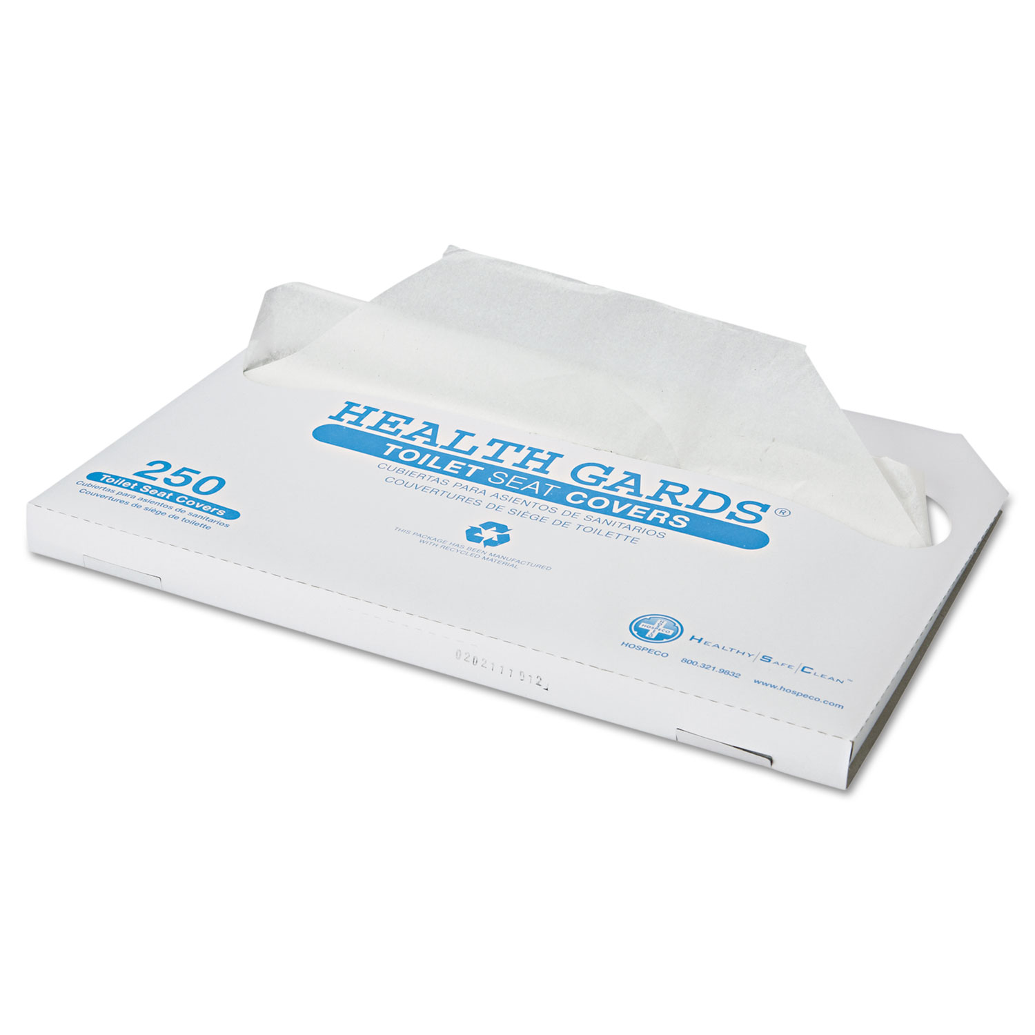 Health Gards Toilet Seat Covers, Half-Fold, White, 250/Pack, 4 Packs/Carton