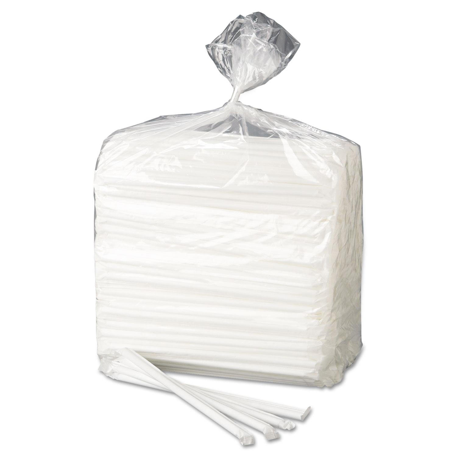 Wrapped Flex Straws, 7 3/4, Polypropylene, White, 10000/Carton