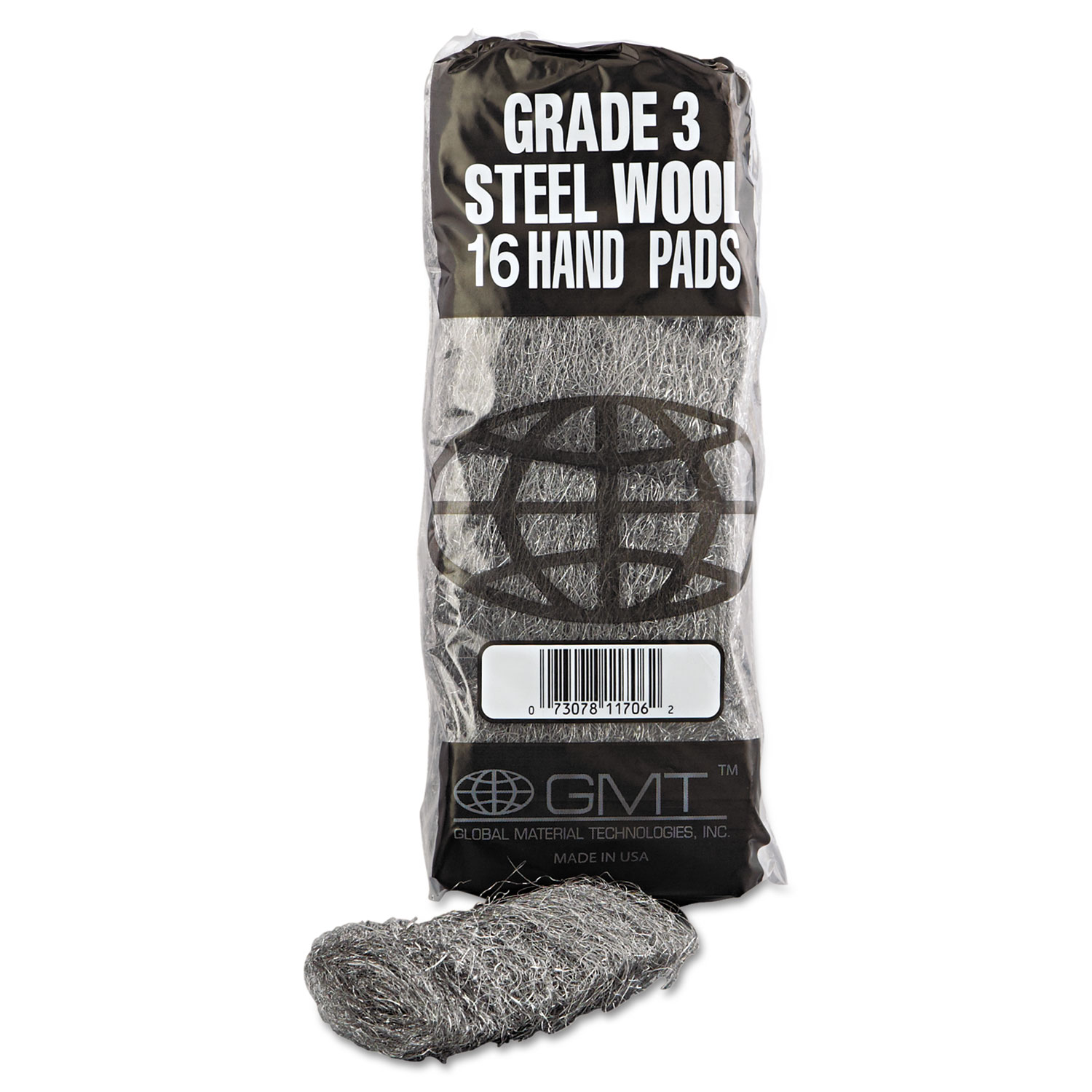 Industrial-Quality Steel Wool Hand Pad, #3 Medium, 16/Pack, 192/Carton