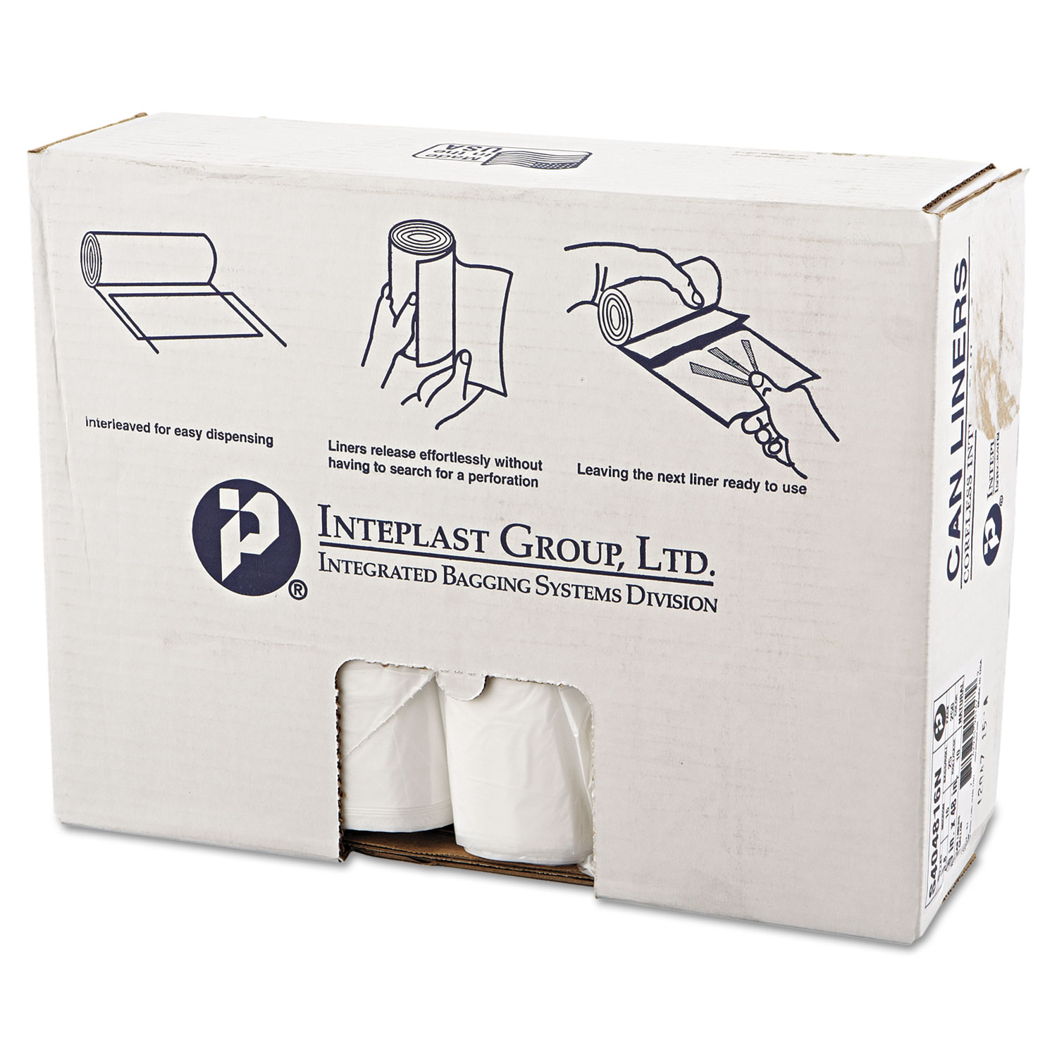  Inteplast Group S404816N High-Density Interleaved Commercial Can Liners, 45 gal, 16 microns, 40 x 48, Clear, 250/Carton (IBSS404816N) 