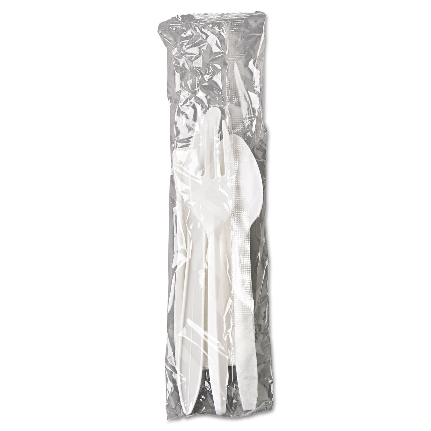 Wrapped Cutlery Kit, Fork/Knife/Spoon/Napkin, White, 250/Carton