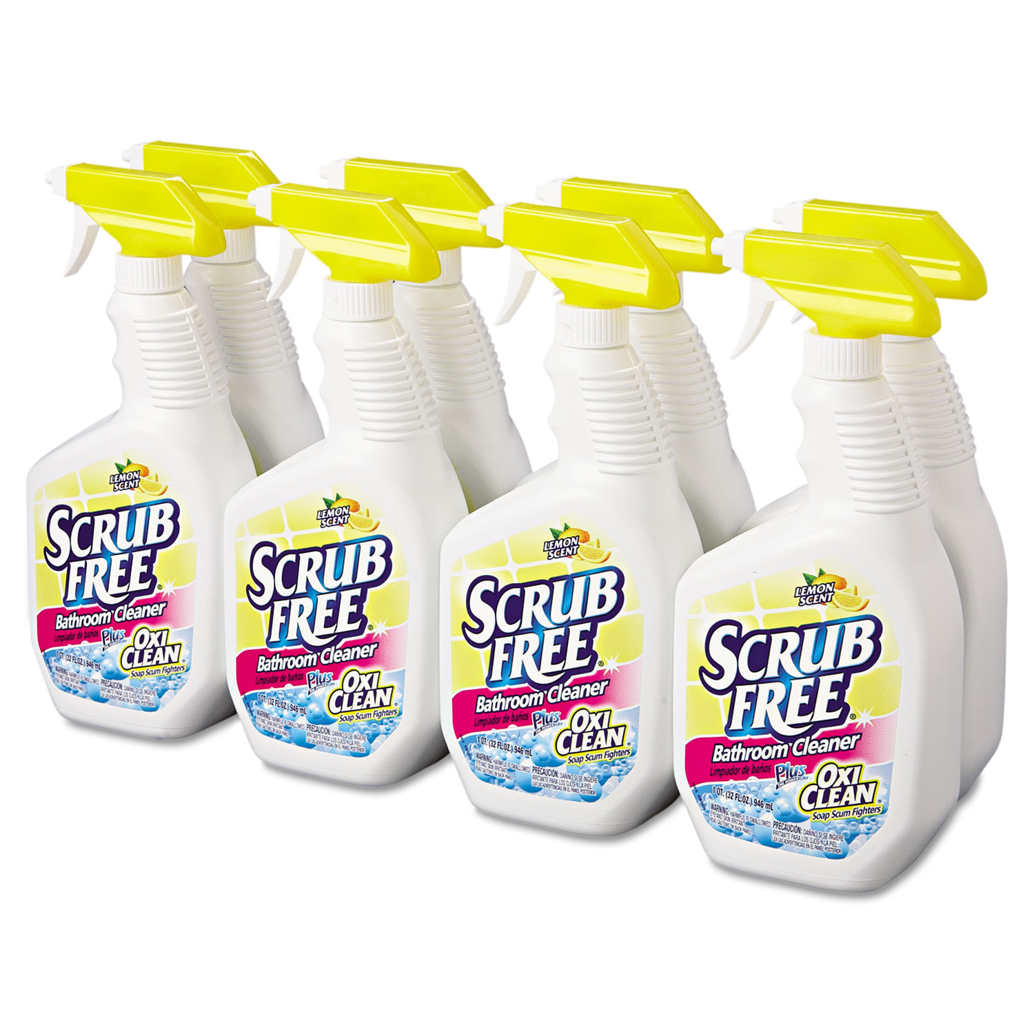 Scrub Free Soap Scum Remover, Lemon, 32oz Spray Bottle, 8/Carton