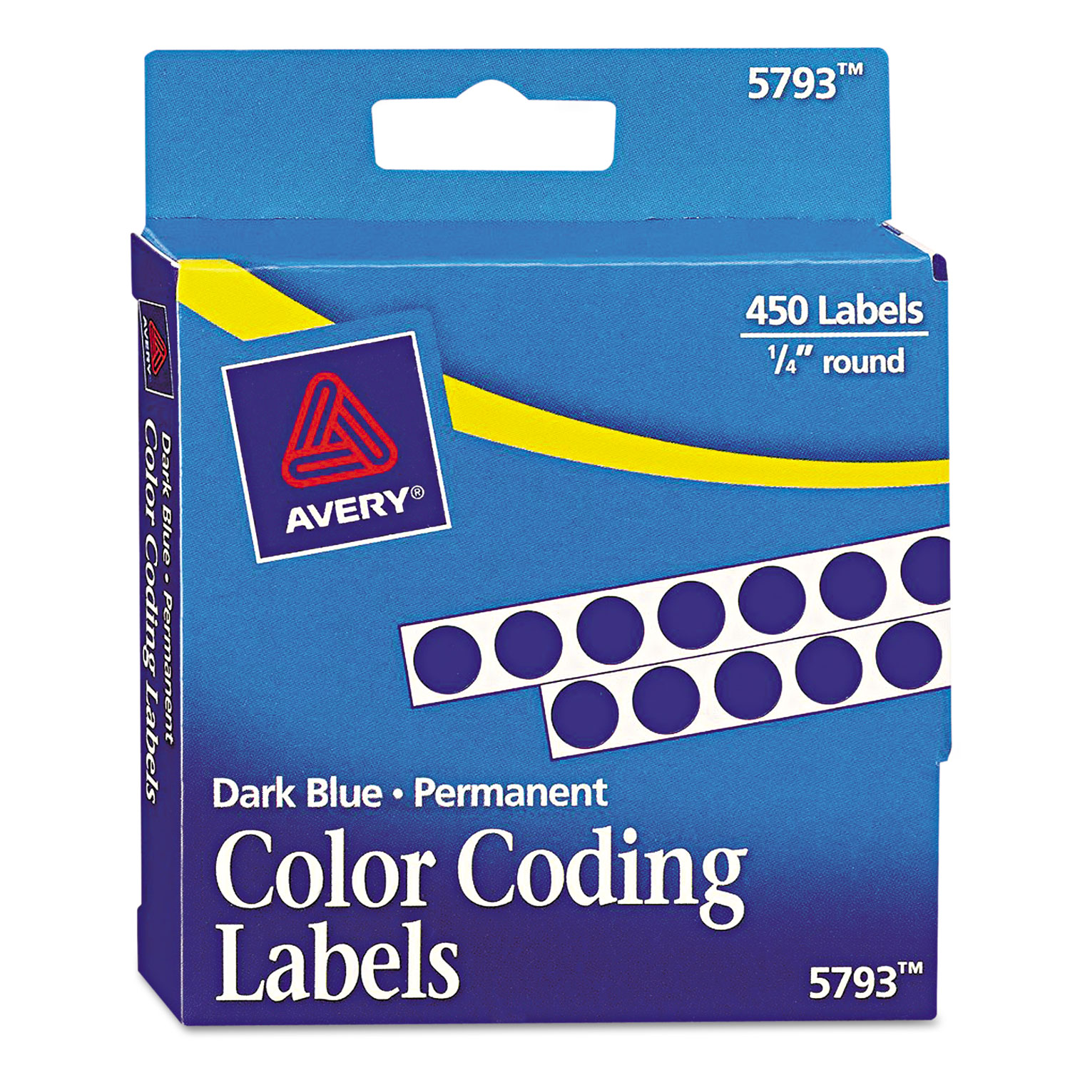 Permanent Self-Adhesive Round Color-Coding Labels, 1/4 dia, Dark Blue, 450/Pack