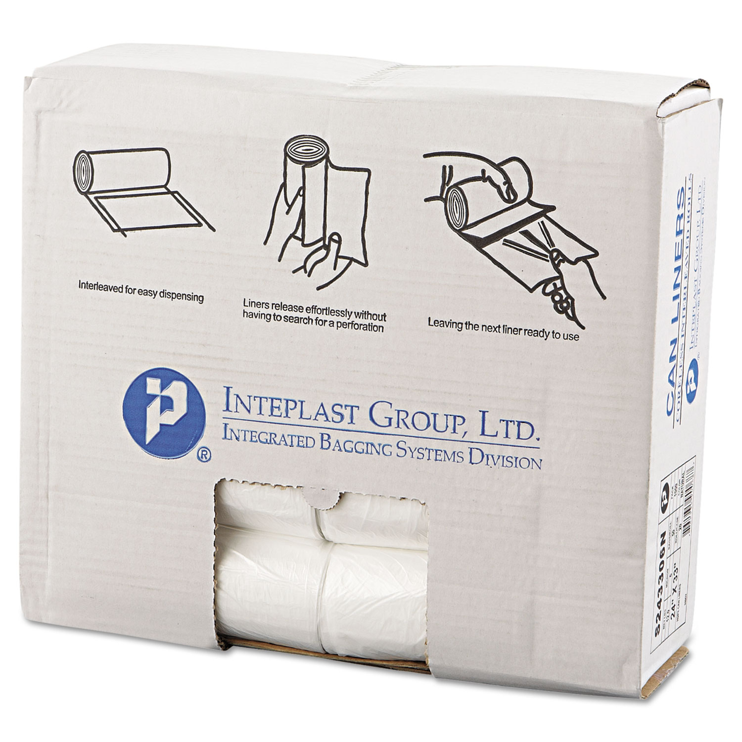  Inteplast Group S243306N High-Density Commercial Can Liners, 16 gal, 6 microns, 24 x 33, Natural, 1,000/Carton (IBSS243306N) 