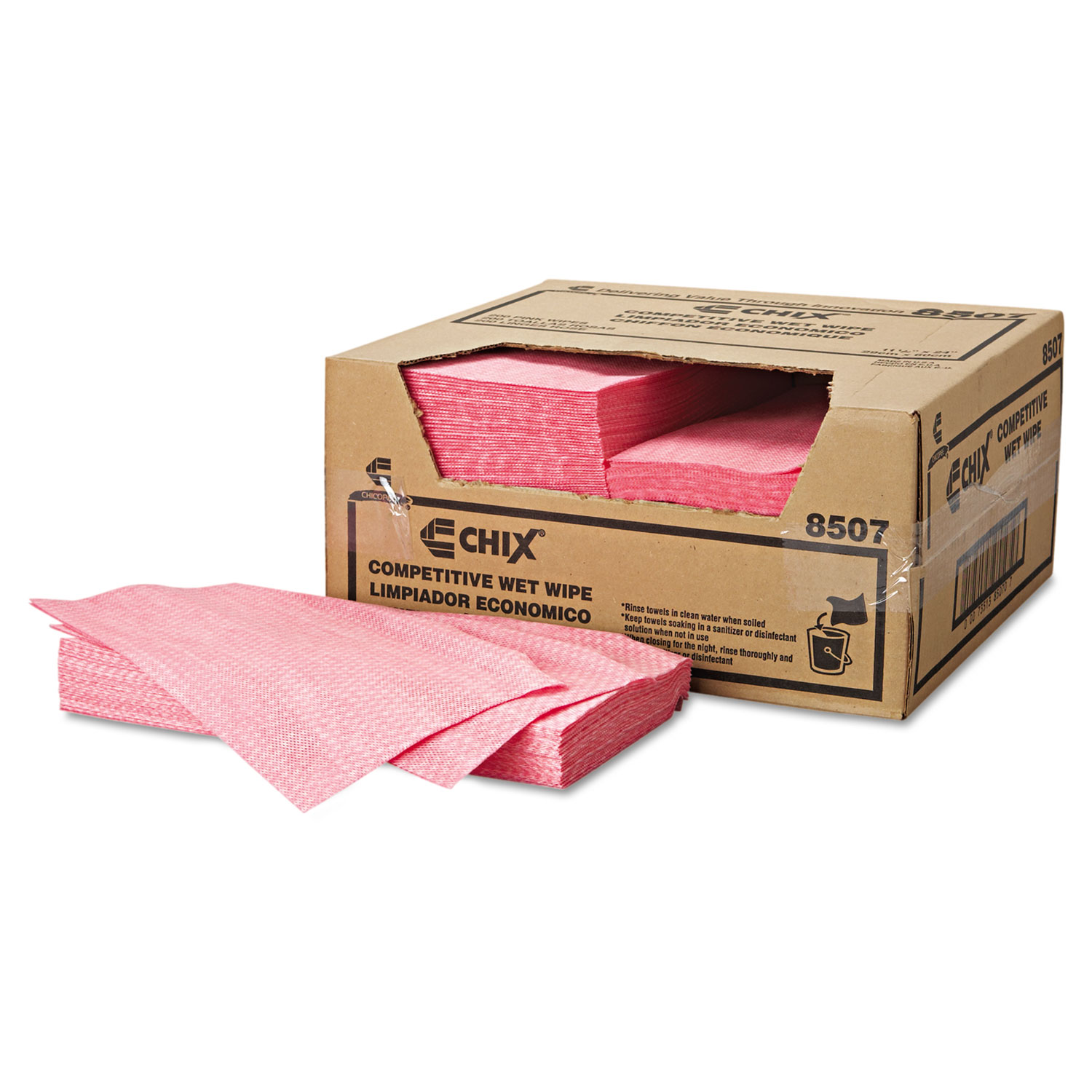  Chix 8507 Wet Wipes, 11 1/2 x 24, White/Pink, 200/Carton (CHI8507) 