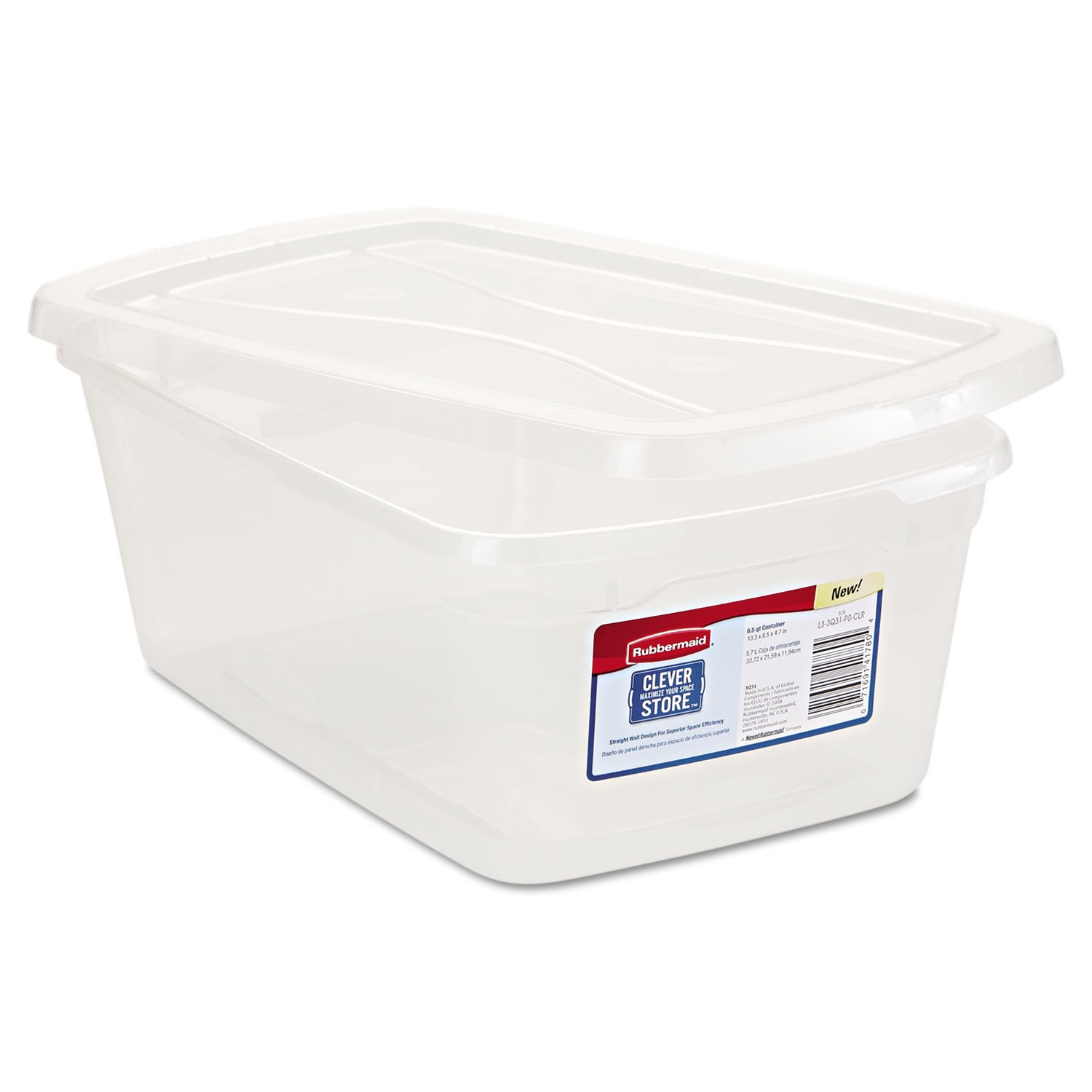 Clever Store Snap-Lid Container, 8 1/2 x 13 3/8 x 4 3/4, 6 1/2 qt, Clear, 10/CT