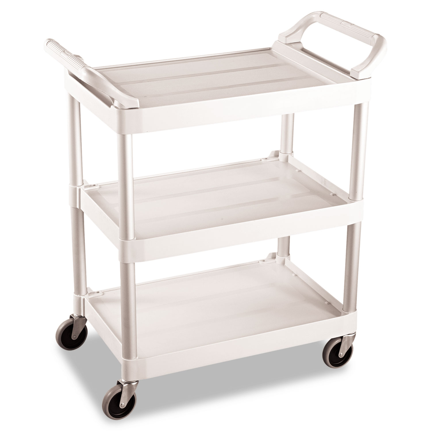  Rubbermaid Commercial 342488OWHT Service Cart, 200-lb Capacity, Three-Shelf, 18.63w x 33.63d x 37.75h, Off-White (RCP342488OWH) 