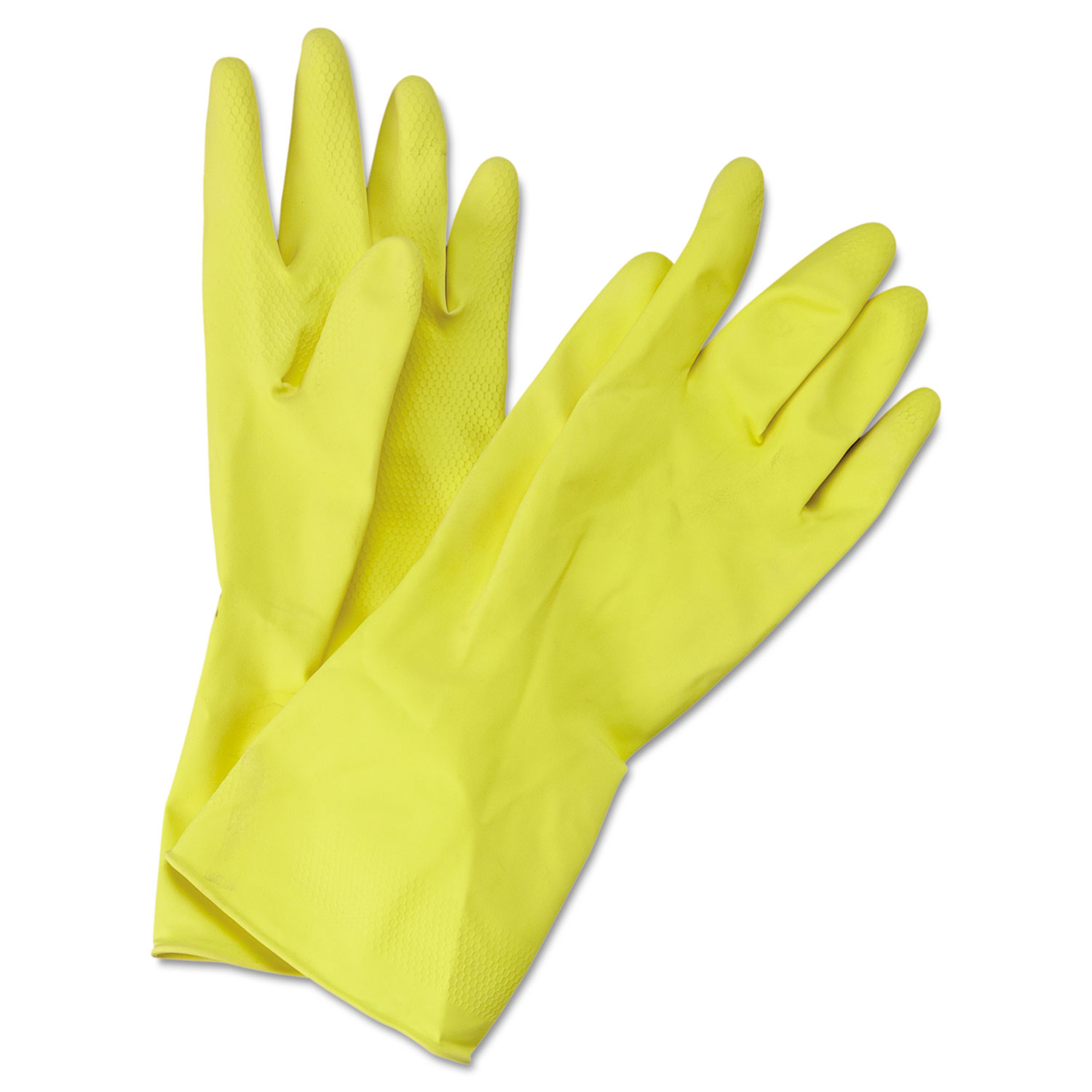  Boardwalk BWK242M Flock-Lined Latex Cleaning Gloves, Medium, Yellow, 12 Pairs (BWK242M) 