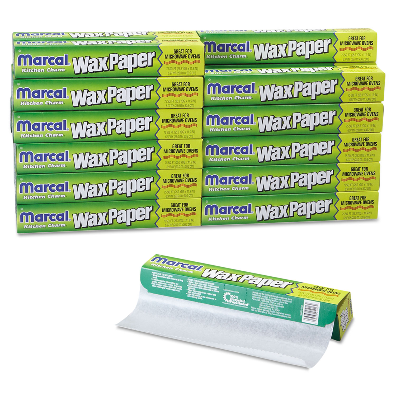 Kitchen Charm Wax Paper Roll, 11 9/10 x 75ft, White, 24/Carton