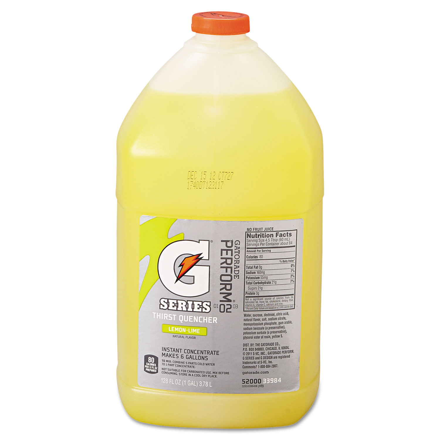  Gatorade 03984 Liquid Concentrate, Lemon-Lime, One Gallon Jug, 4/Carton (GTD03984) 