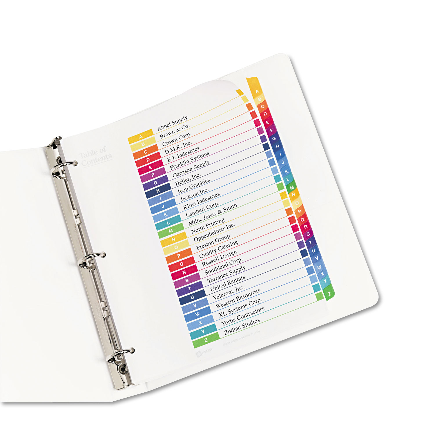 Ready Index Customizable Table of Contents Multicolor Dividers, 26-Tab, Letter