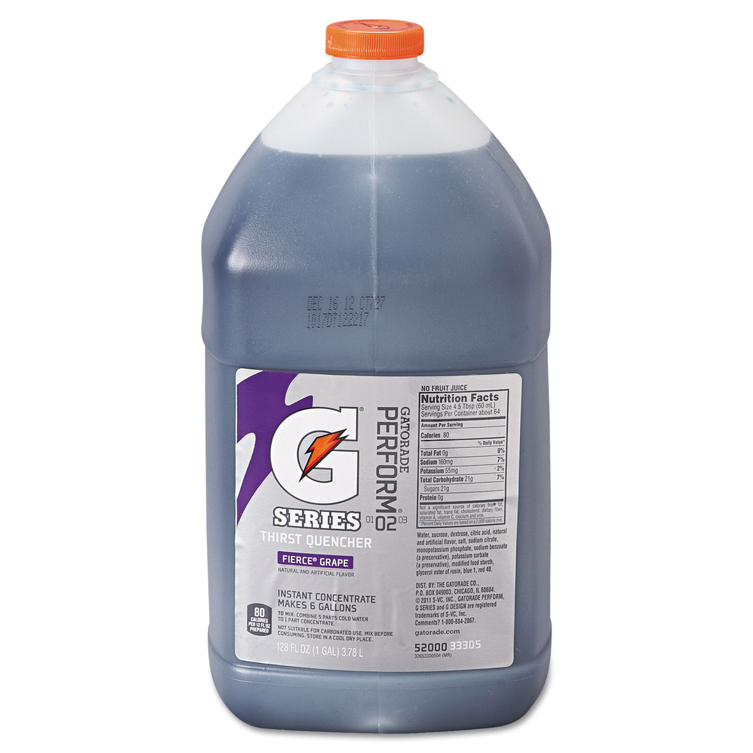Gatorade 33305 Liquid Concentrate, Fierce Grape, One Gallon Jug, 4/Carton (...