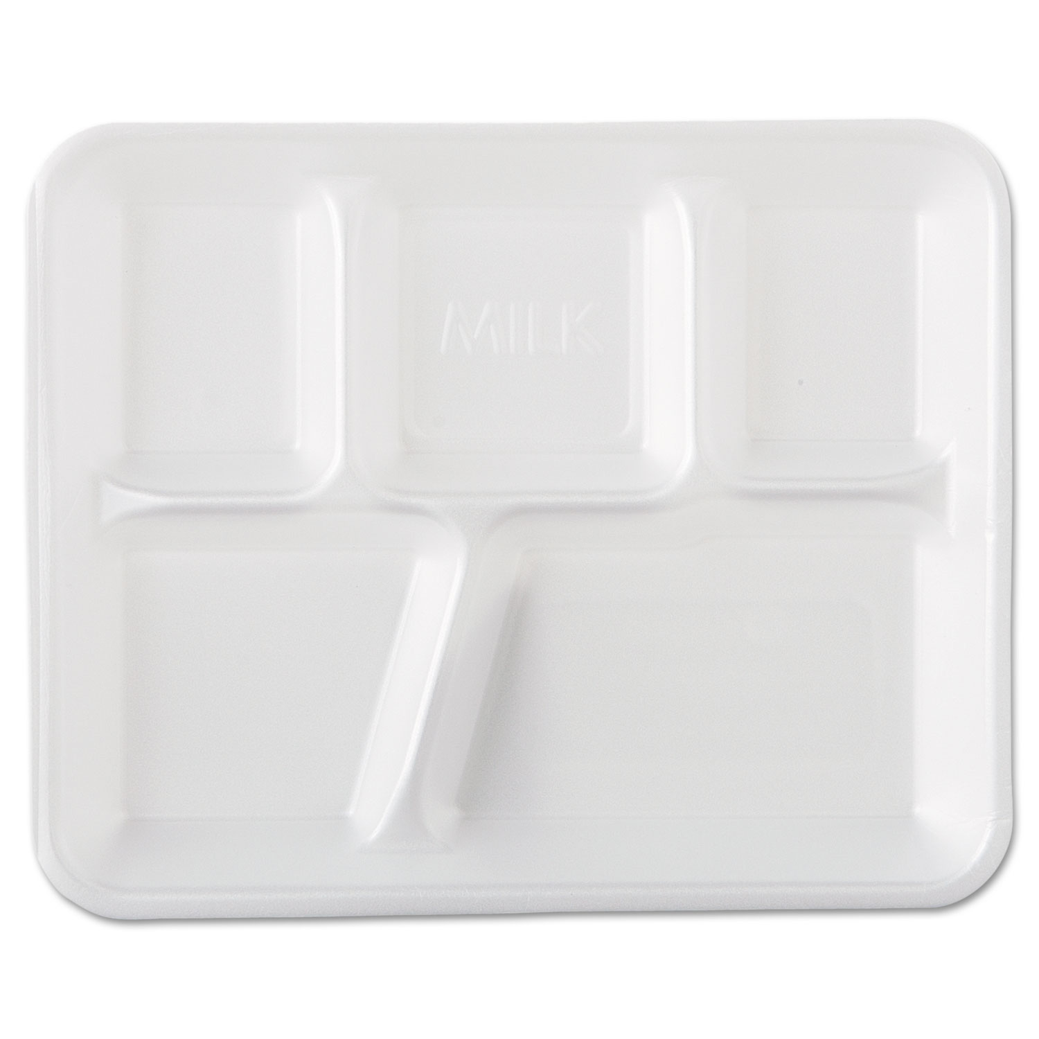  Genpak 10500--- Foam School Trays, 5-Comp, 10 2/5 x 8 2/5 x 1 1/4, White, 500/Carton (GNP10500) 