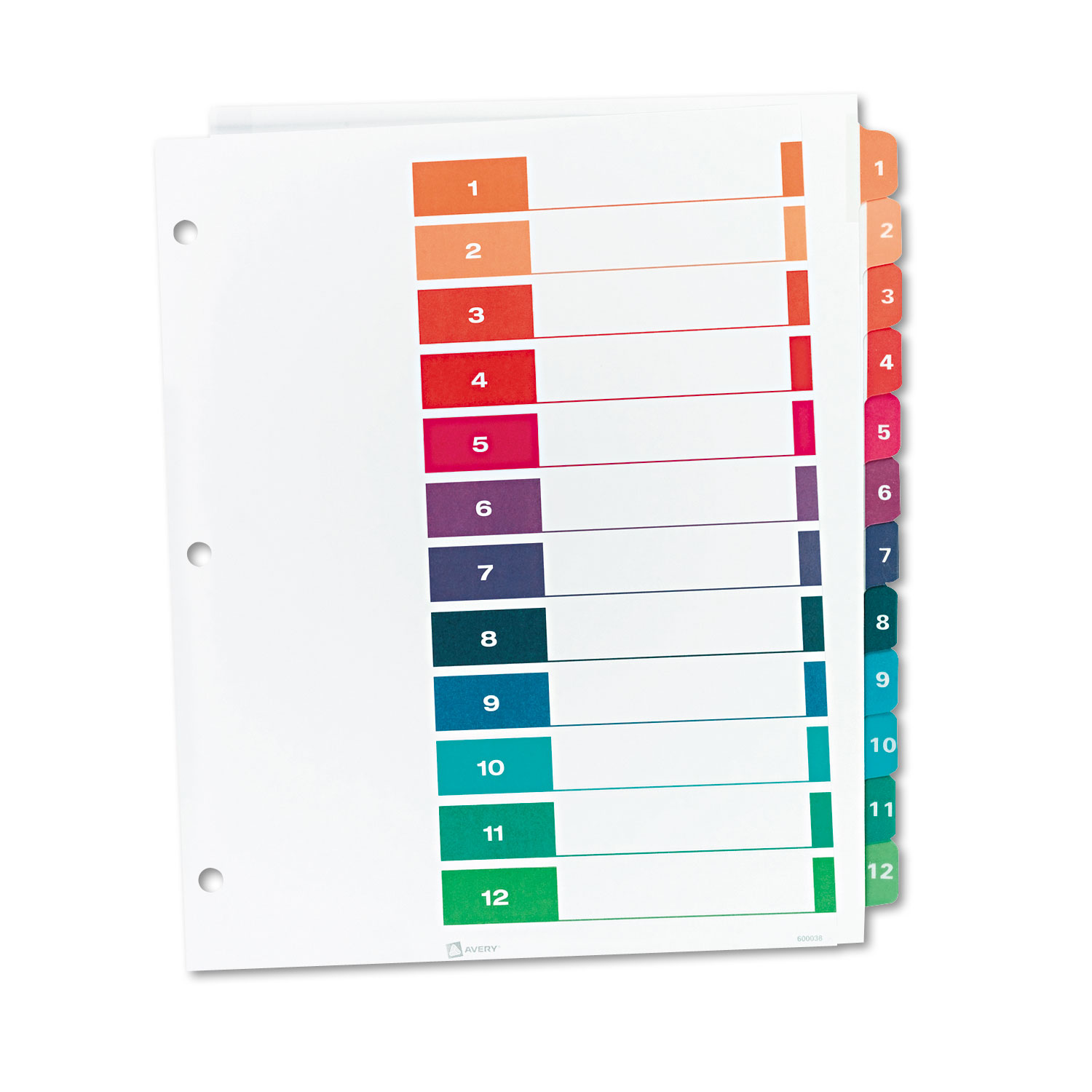 Ready Index Customizable Table of Contents Multicolor Dividers, 12-Tab, Letter